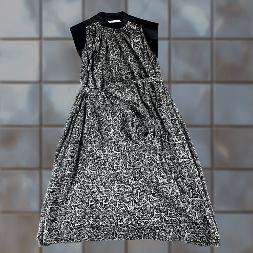 Rebecca Minkoff REBECCA MINKOFF SHEATH DRESS WOMENS XS BLACK LEAVES TIE WAIST LONG DRESS Size XS / US 0-2 / IT 36-38 - 1 Thumbnail