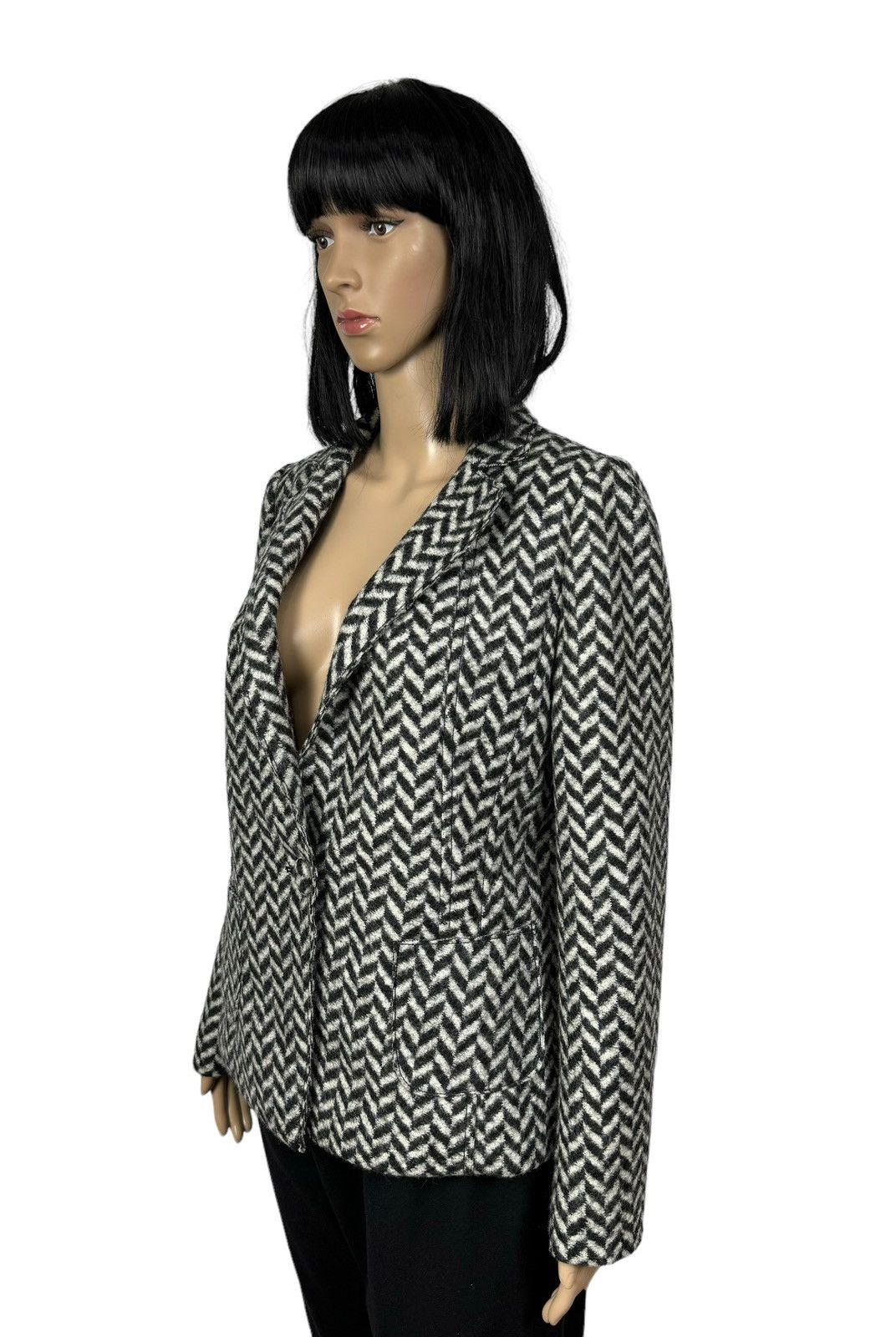 Max Mara Blazer Jacket Geometric Pattern Wool size US 14