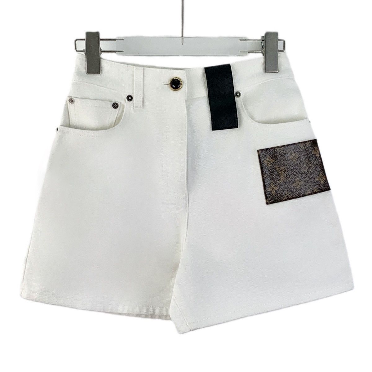 Louis Vuitton Louis Vuitton Monogram Leather Patch Denim Shorts K26WX Size 24" / US 00 / IT 34 - 1 Thumbnail