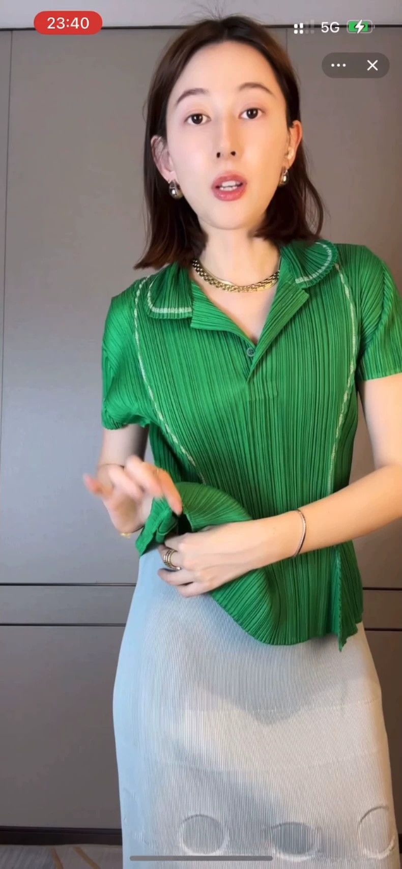 Issey Miyake issey miyake size:3 Green short-sleeved shirt 2505-Nextarr Size XXS / US 00 / IT 34 - 1 Thumbnail