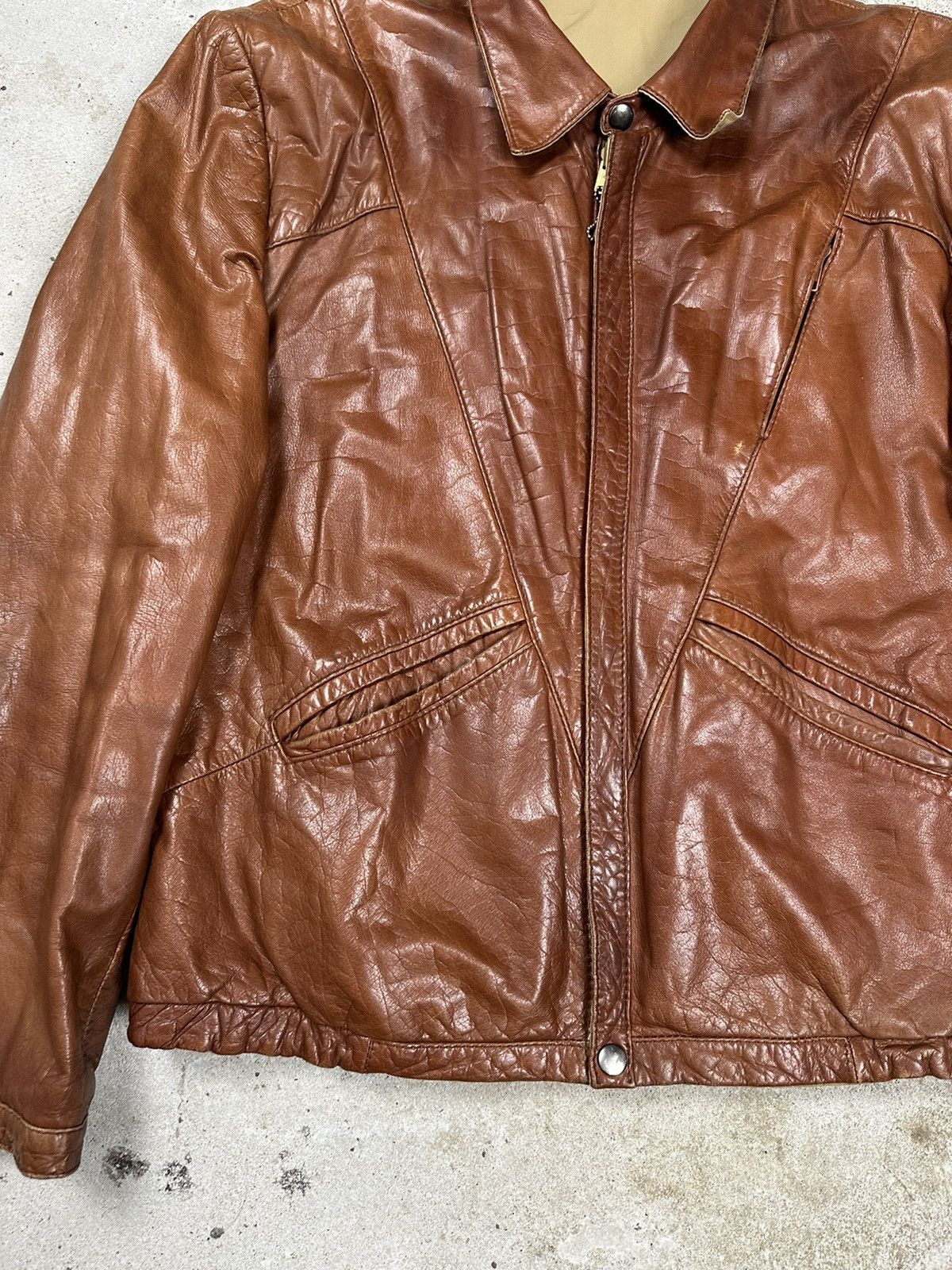Vintage Vintage 90s Brown Leather Reversible Rare Bomber Jacket Size US L / EU 52-54 / 3 - 9 Thumbnail