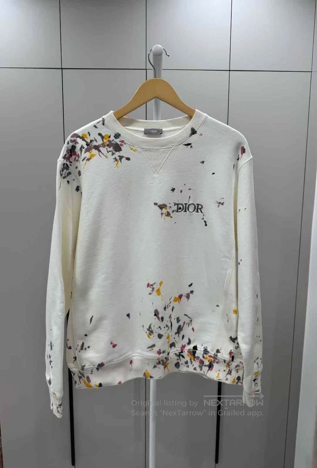 Dior Dior White Splatter Paint Sweatshirt. Size US XL / EU 56 / 4 - 1 Thumbnail