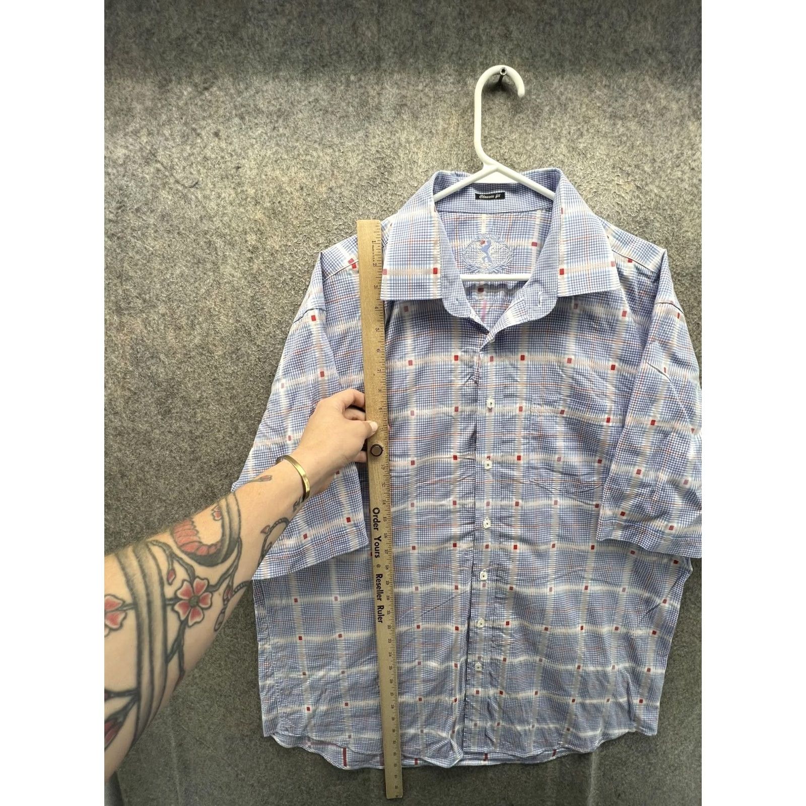 BUGATCHI Bugatchi Shirt Mens 2XL Blue Plaid Short Sleeve Button Front Casual Woven Size US XXL / EU 58 / 5 - 4 Thumbnail