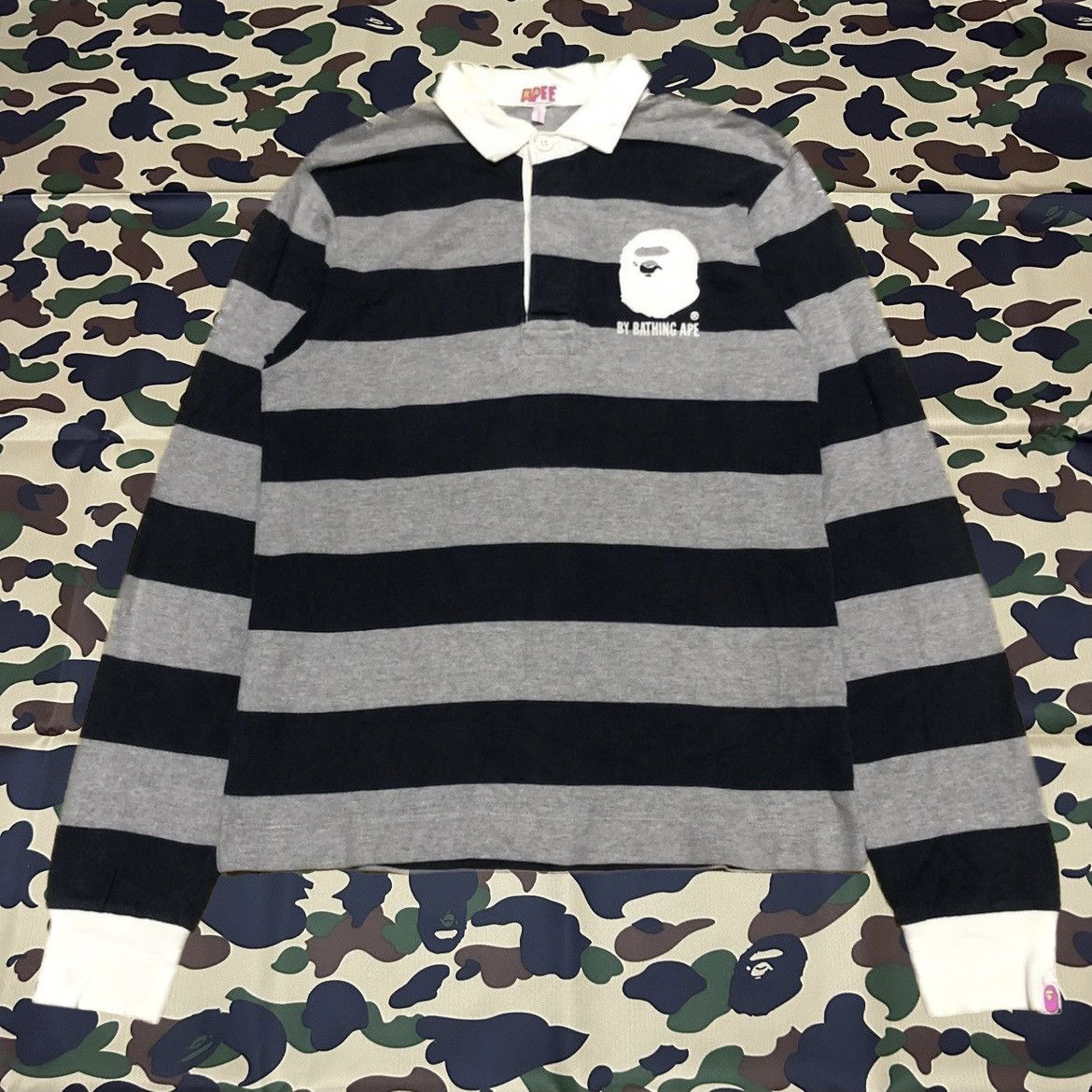 Bape Striped Rugby Shirt Grailed