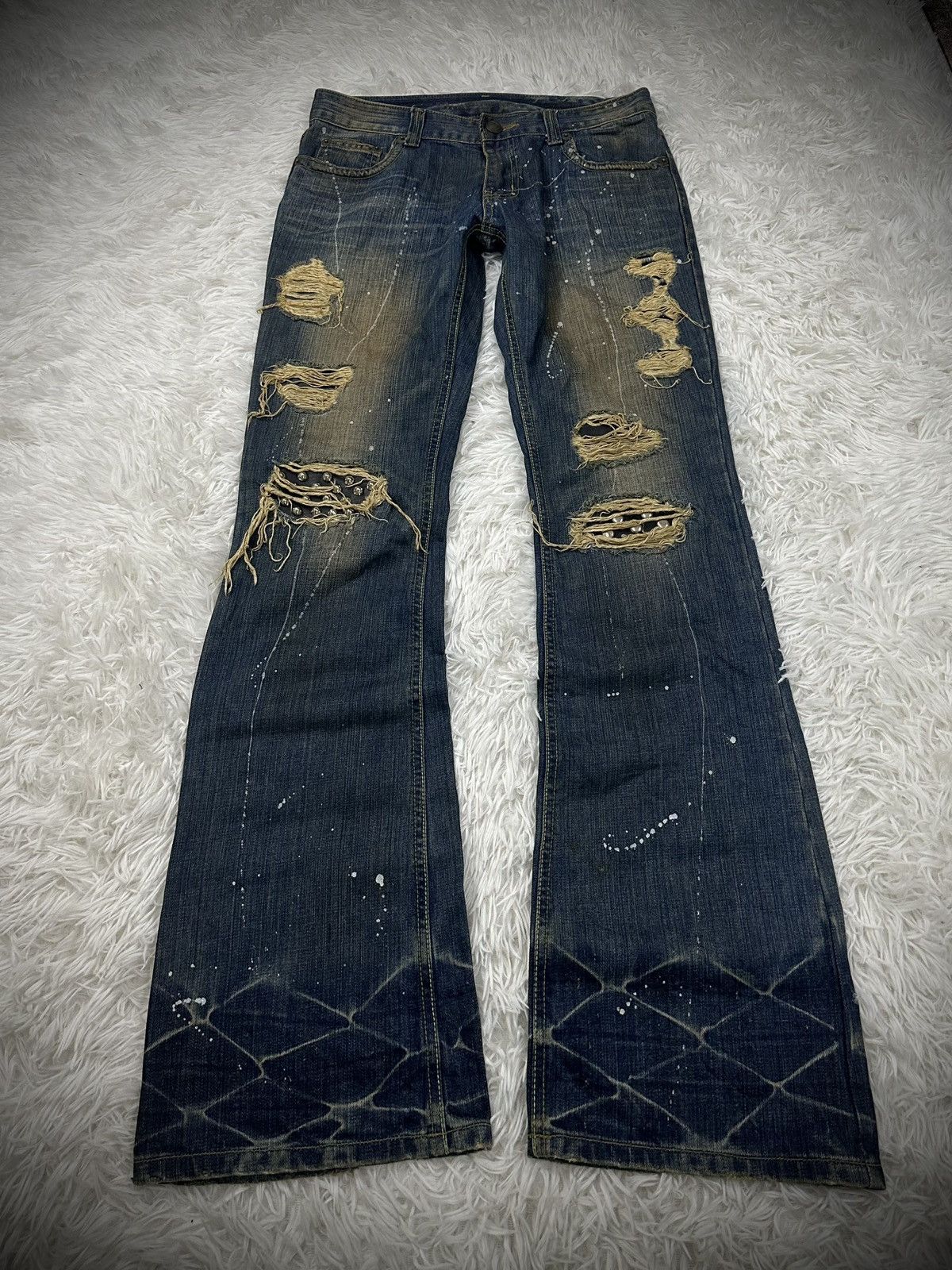 If Six Was Nine rare ifsixwasnine GENNARO mudwash studded flare jeans Size US 32 / EU 48 - 1 Thumbnail