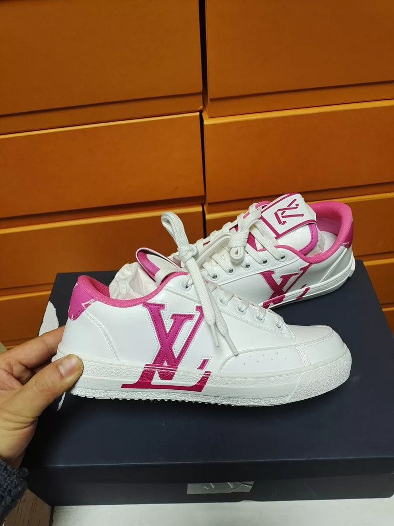 Louis Vuitton Louis Vuitton LV Women's White Sneakers with Pink Accents- Size US 5 / IT 35 - 2 Thumbnail