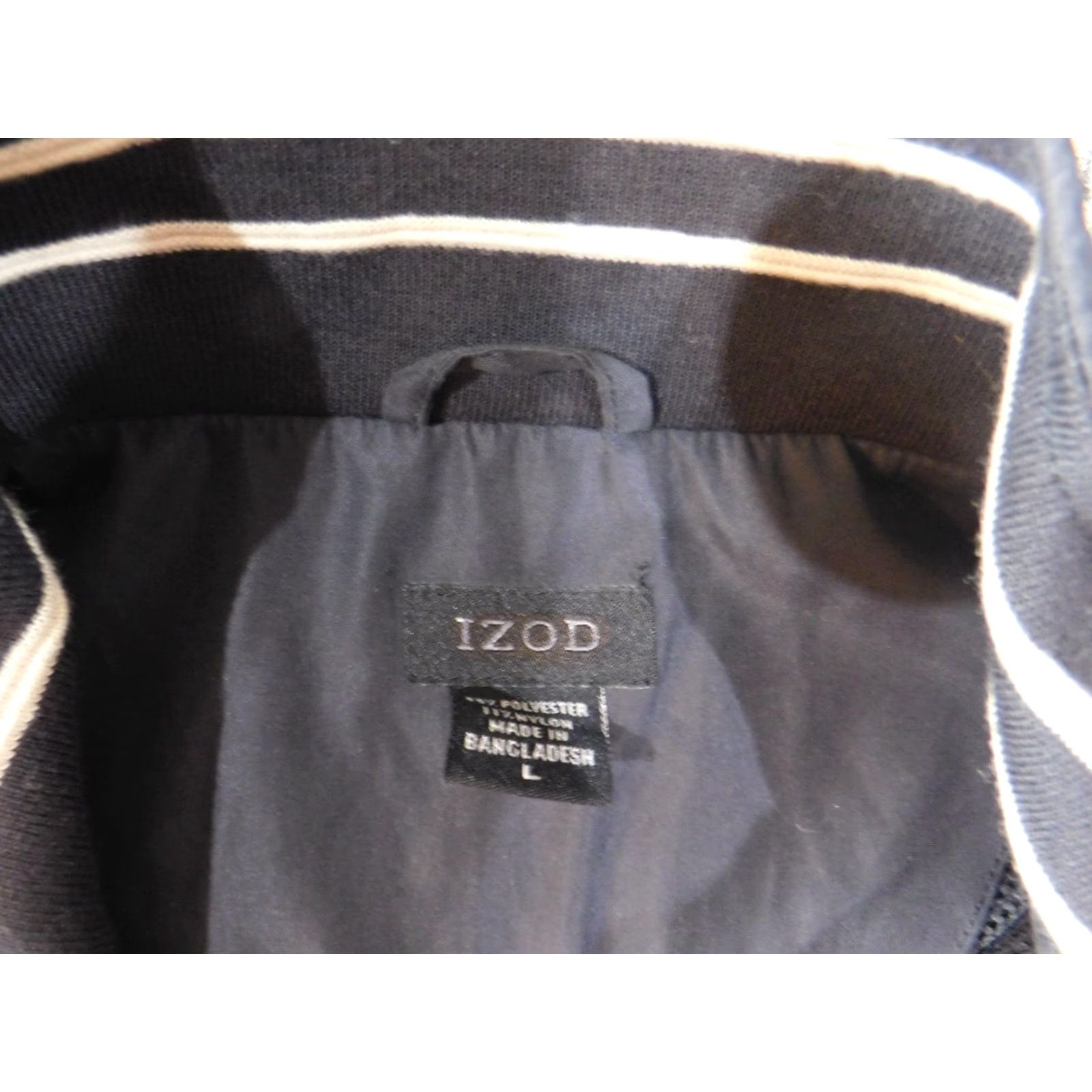 Izod IZOD Vest Men L Black Full Zip Bomber Jacket OUTDOOR Casual Lightweight Polyester Logo Solid Mid-Length Vintage No Size US L / EU 52-54 / 3 - 6 Thumbnail