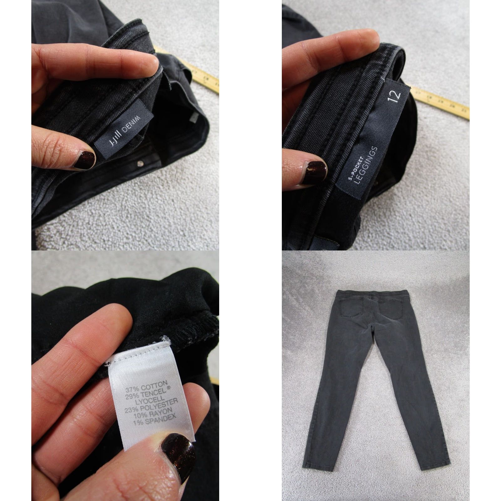 J. Jill J.Jill Womens Leggings 12 Faded Black Gray Denim Size 34" / US 12 / IT 48 - 8 Thumbnail