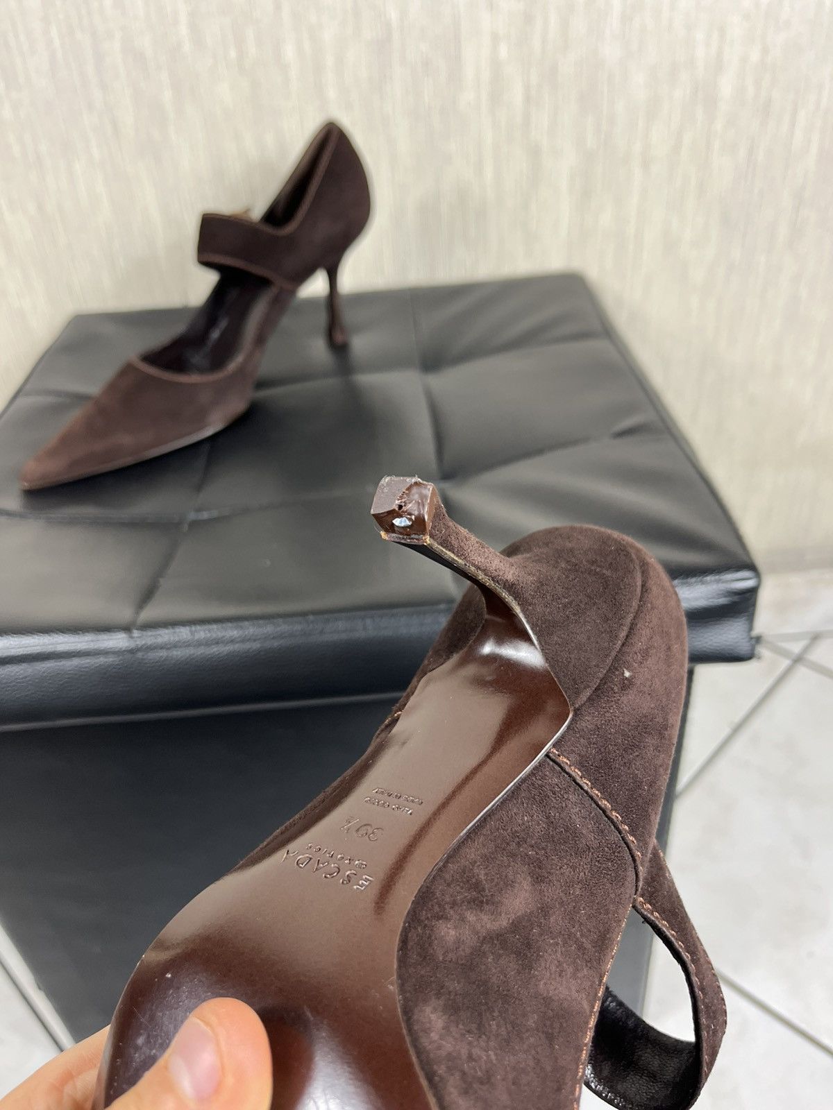 Escada Vintage Escada suede velvet pumps heels shoes avant garde Size US 9.5 / IT 39.5 - 22 Thumbnail