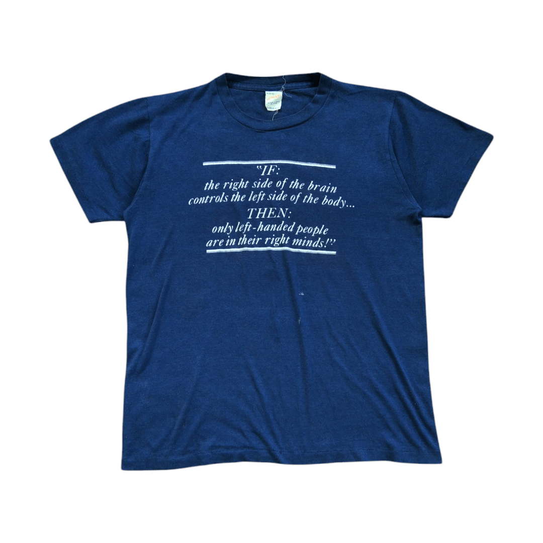 If Six Was Nine × Kapital Vintage 1980s Left Handed Brain Jokes Humor T Shirt Size US M / EU 48-50 / 2 - 1 Thumbnail