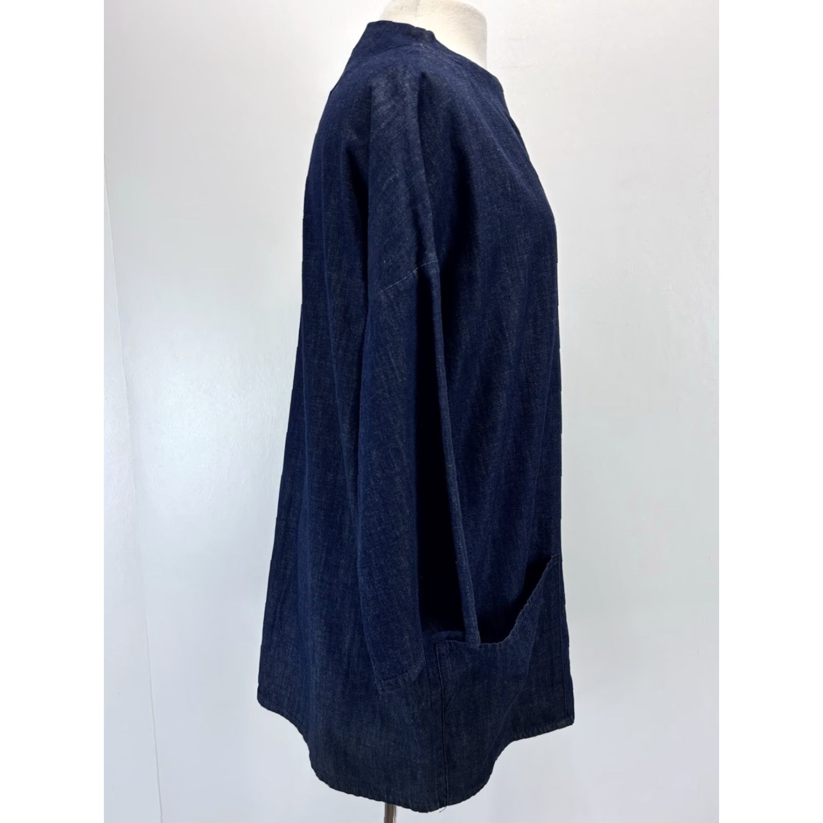 Zara VINTAGE Zara Denim Shift Dress Small Women’s Blue Pockets Funnel Neck Retro Size S / US 4 / IT 40 - 4 Thumbnail