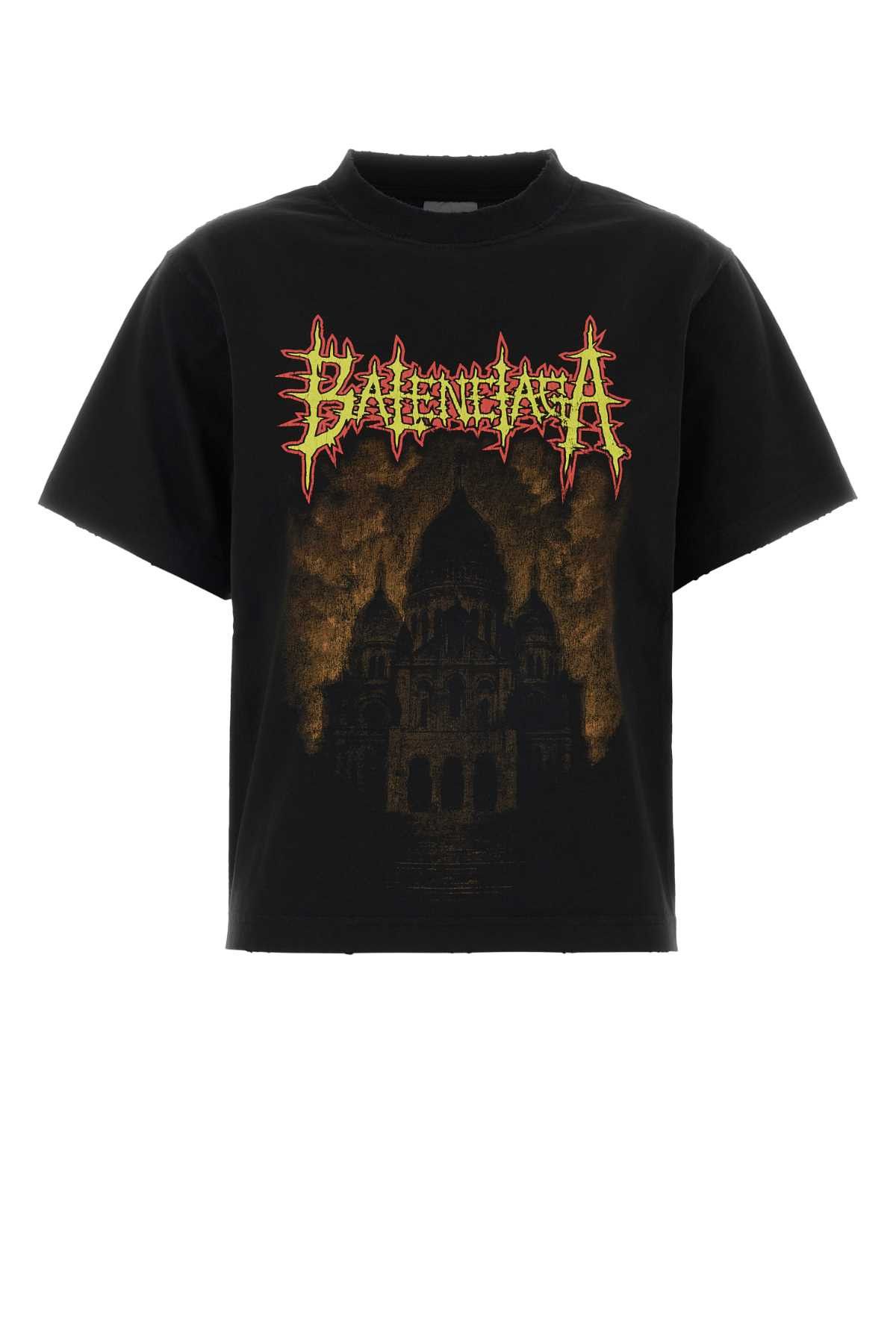 Balenciaga Black Cotton T-Shirt Size M / US 6-8 / IT 42-44 - 1 Thumbnail