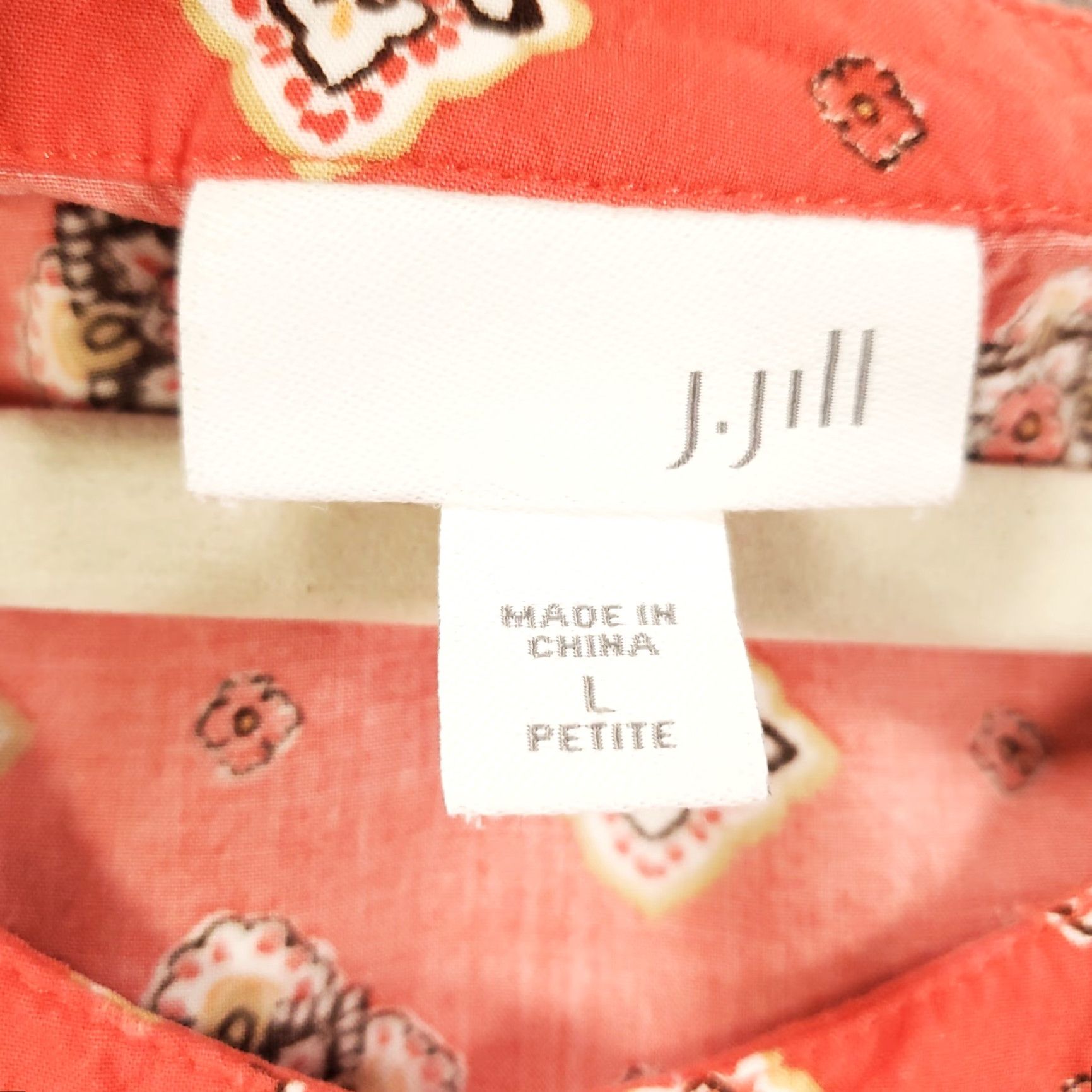 J. Jill J Jill Tank Top Womens Large Pink Orange Geometric 1/4 Button Sleeveless Popover Size L / US 10 / IT 46 - 5 Thumbnail