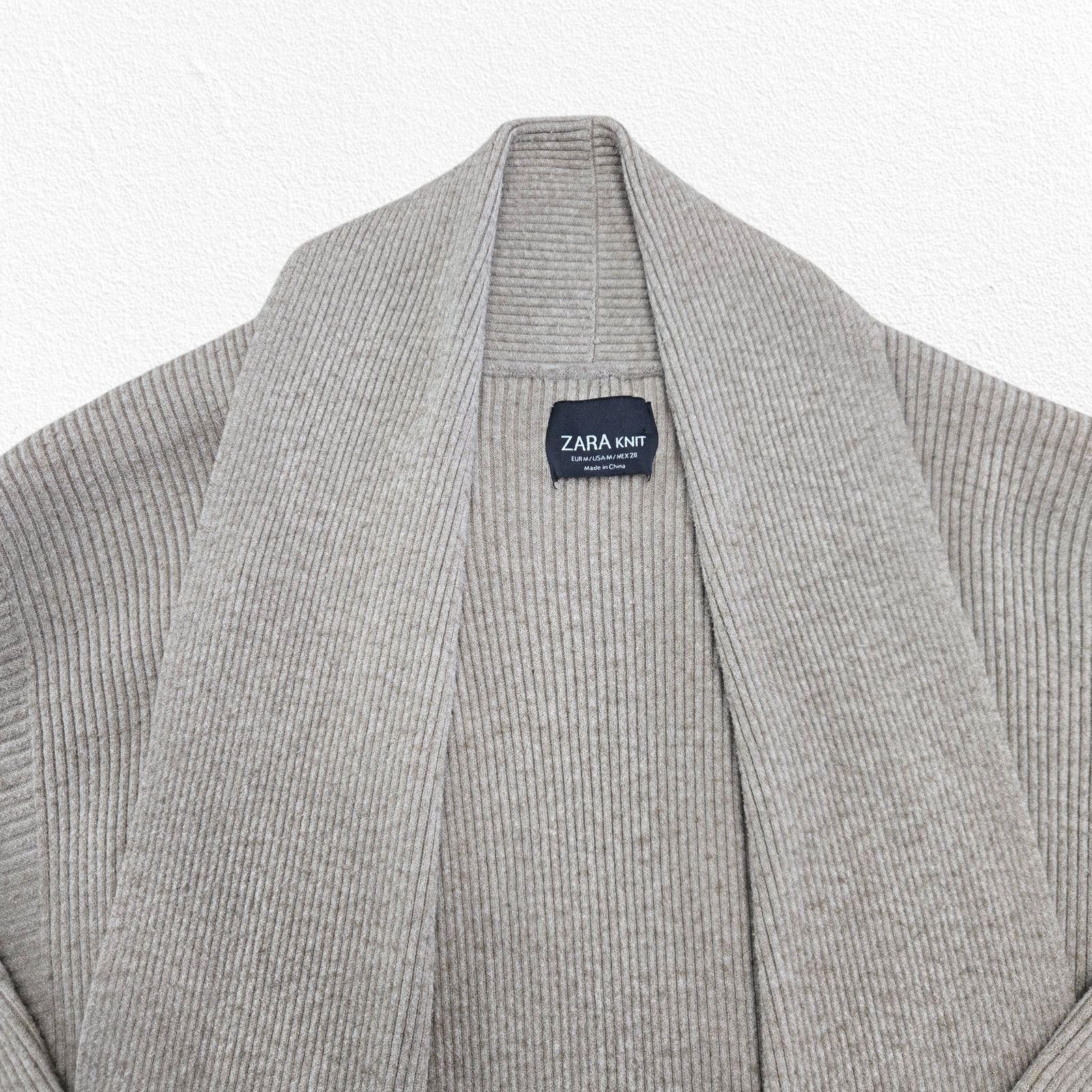 Zara Open Front Cardigan Beige Ribbed Sweater Size Medium Size M / US 6-8 / IT 42-44 - 4 Thumbnail