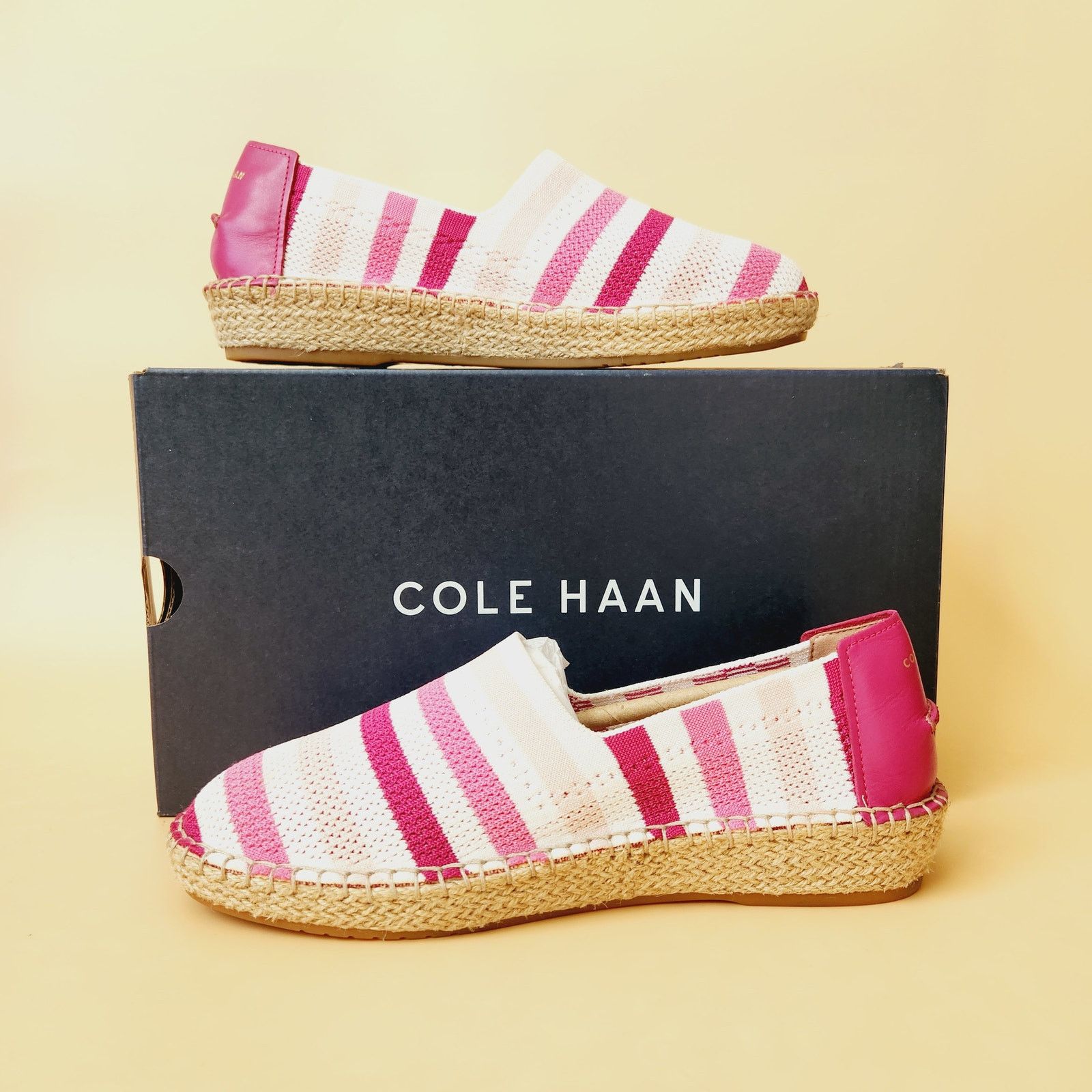 Cole Haan Cole Haan Women White/Pink Stripe Knit Espadrilles US 9.5 Size US 9.5 / IT 39.5 - 2 Thumbnail