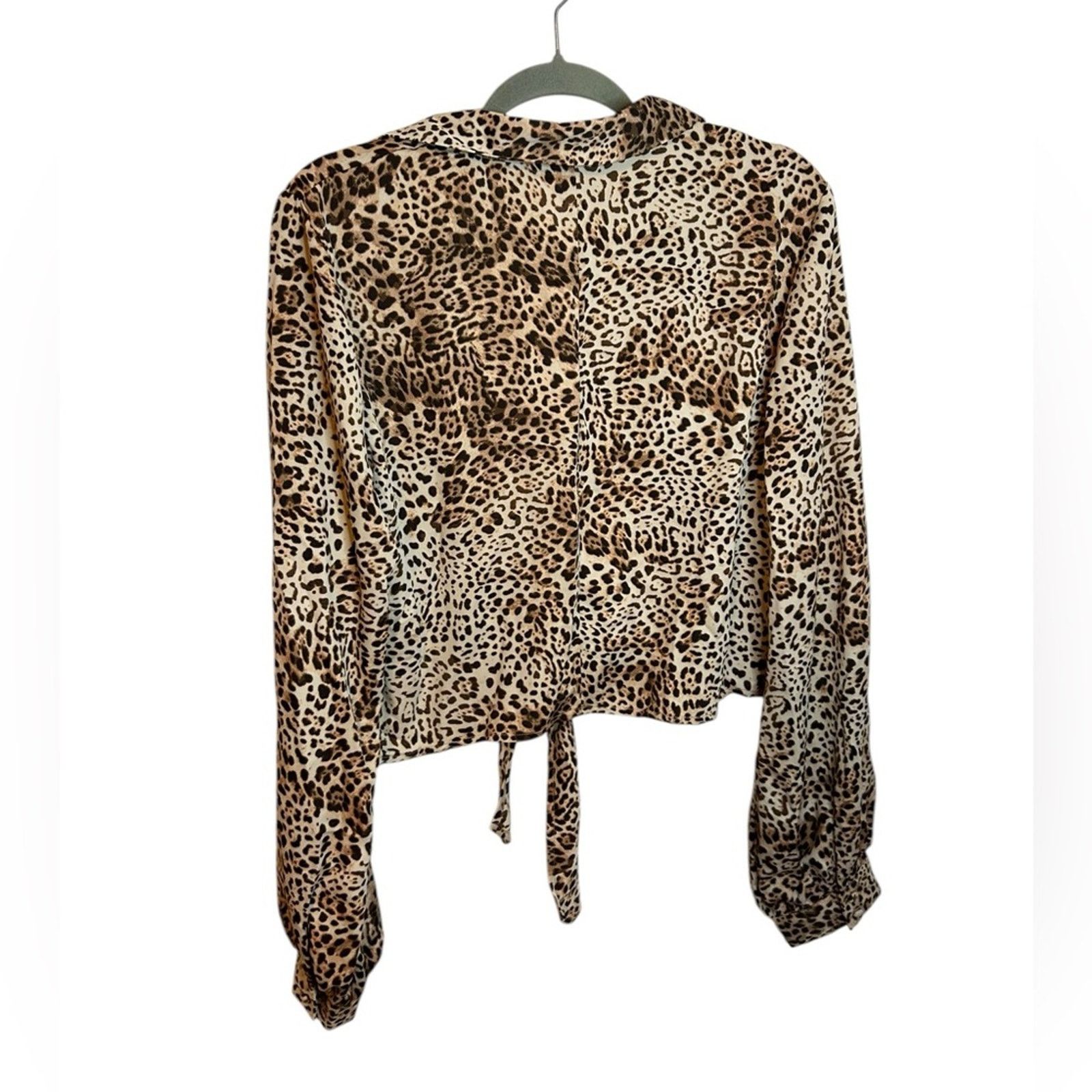 Other Nwt JustFab Summer Leopard Front Tie Blouse Size XXL / US 16-18 / IT 52-54 - 2 Thumbnail