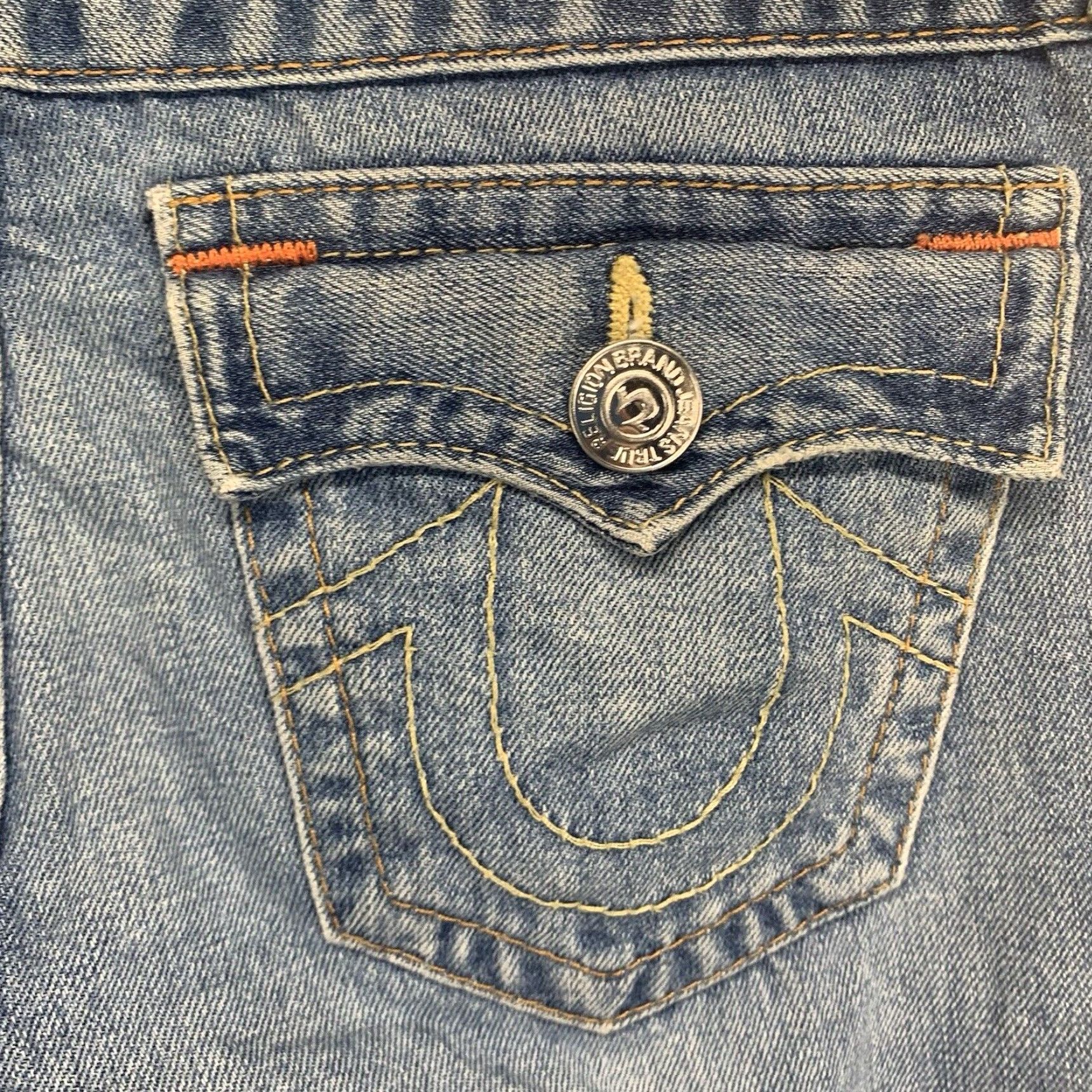 True Religion VINTAGE True Religion Jeans Women's 14 Light Blue Denim Straight Leg Flap Pockets 29x31 90s Womens Size 36" / US 14 / IT 50 - 3 Thumbnail