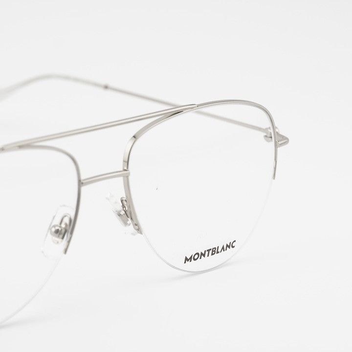 Montblanc Montblanc MB0077O 003 Eyeglasses Silver 57mm Aviator Frame Size ONE SIZE - 5 Thumbnail