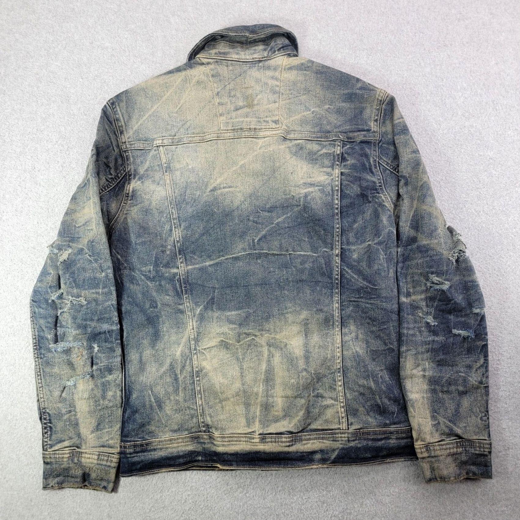 Denime OXYD Jacket Mens S Blue Premium Denim Distressed Button Front Stretch Western Size US S / EU 44-46 / 1 - 5 Thumbnail