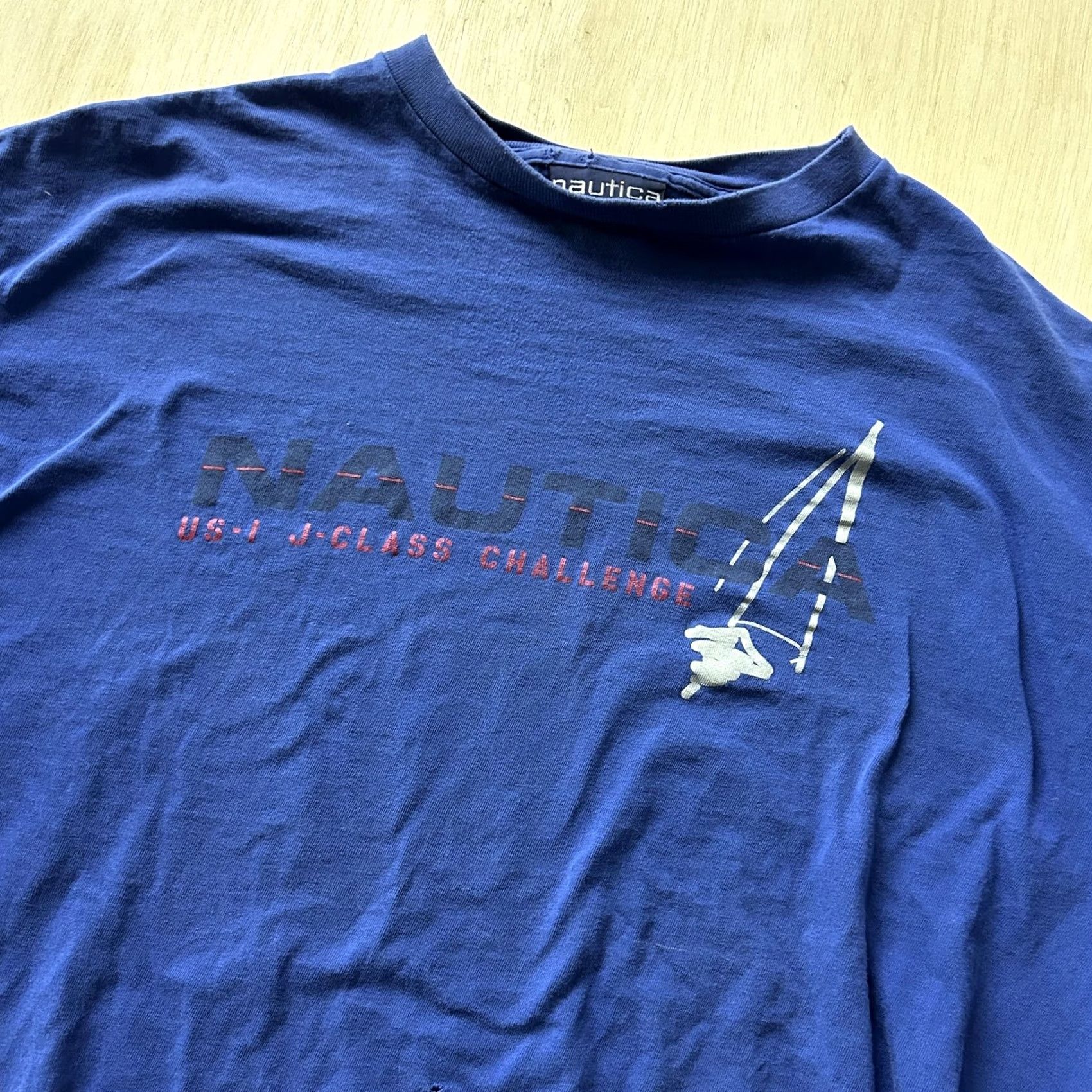 Nautica VINTAGE Nautica Shirt Mens XL Blue US-1 J-Class Challenge Sailing Tee T-Shirt Size US XL / EU 56 / 4 - 2 Thumbnail