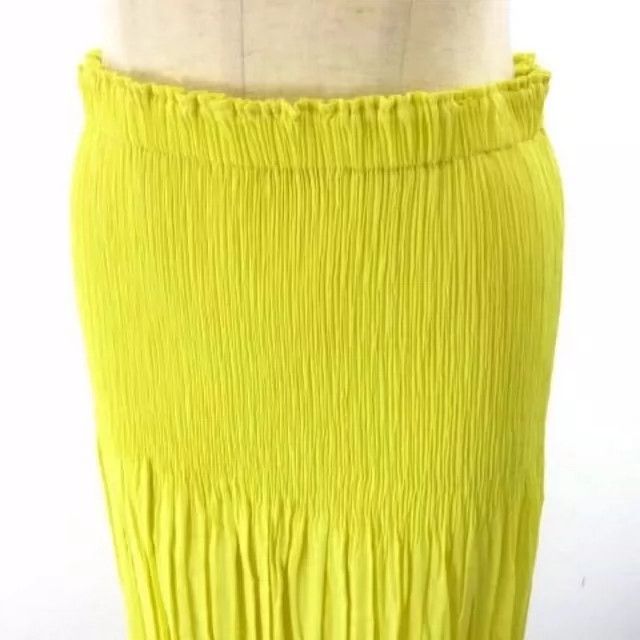 Issey Miyake Issey Miyake size:3 Yellowish-green pleated skirt Size 23" - 3 Thumbnail