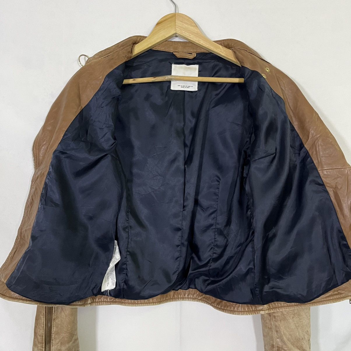 If Six Was Nine MANGO SHEEP GENUINE LEATHER DOUBLE COLLAR BIKER JACKET Size S / US 4 / IT 40 - 6 Thumbnail