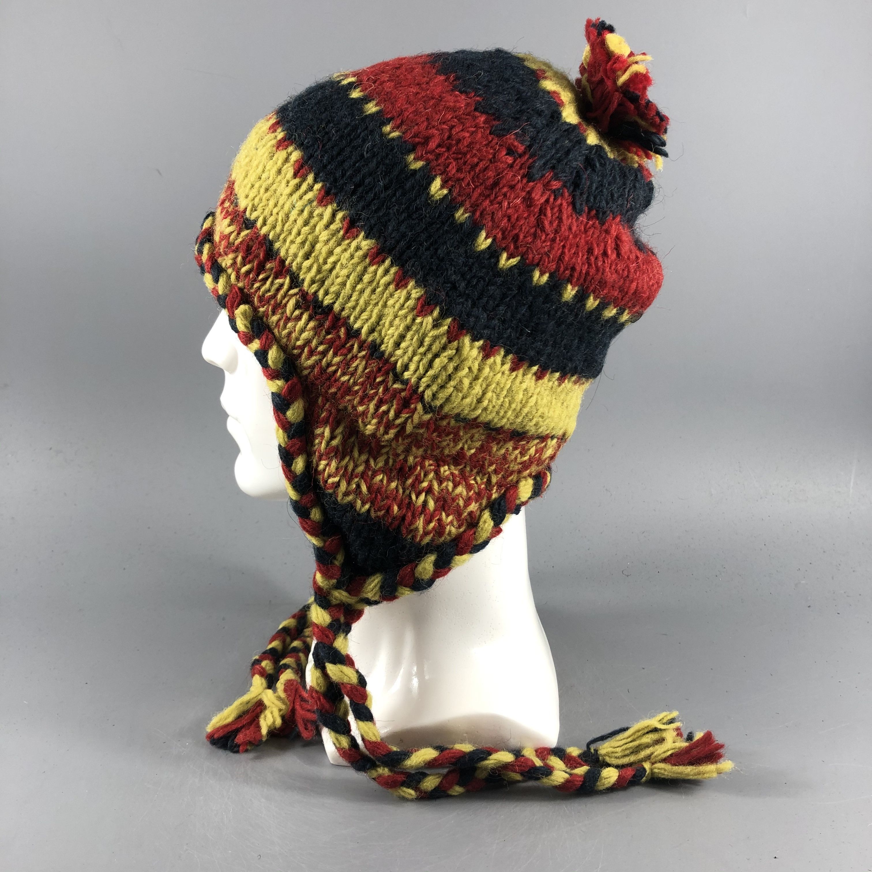 Japanese Brand × Vintage Unknown Stripe Ear Flap Hat Beanie Snow Hat Snow Cap -D181 Size ONE SIZE - 1 Thumbnail