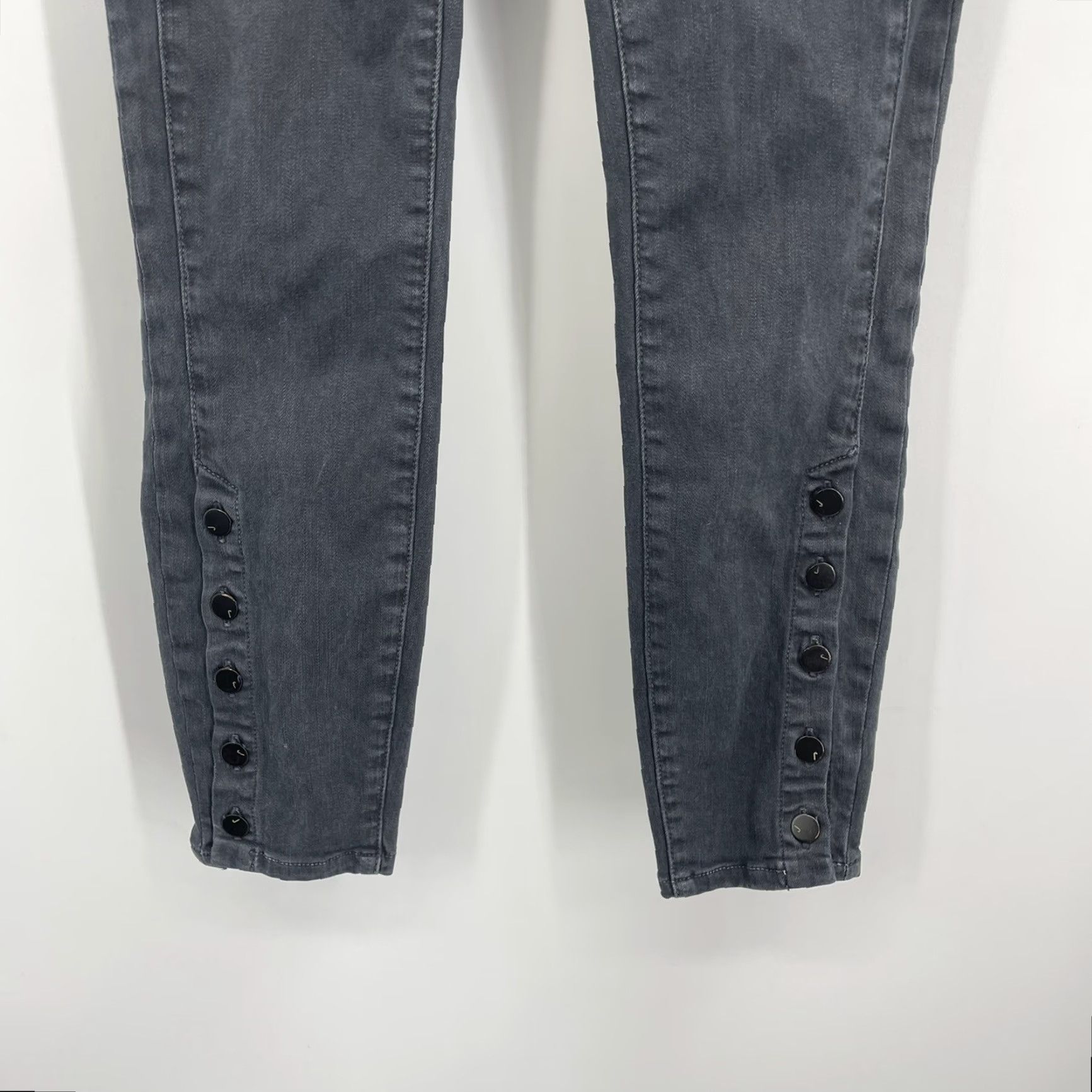 J Brand J Brand Suvi Chrome Jeans Women's 25 Skinny Cropped Gray Button Ankle Moto Size 42" / US 20 - 3 Thumbnail