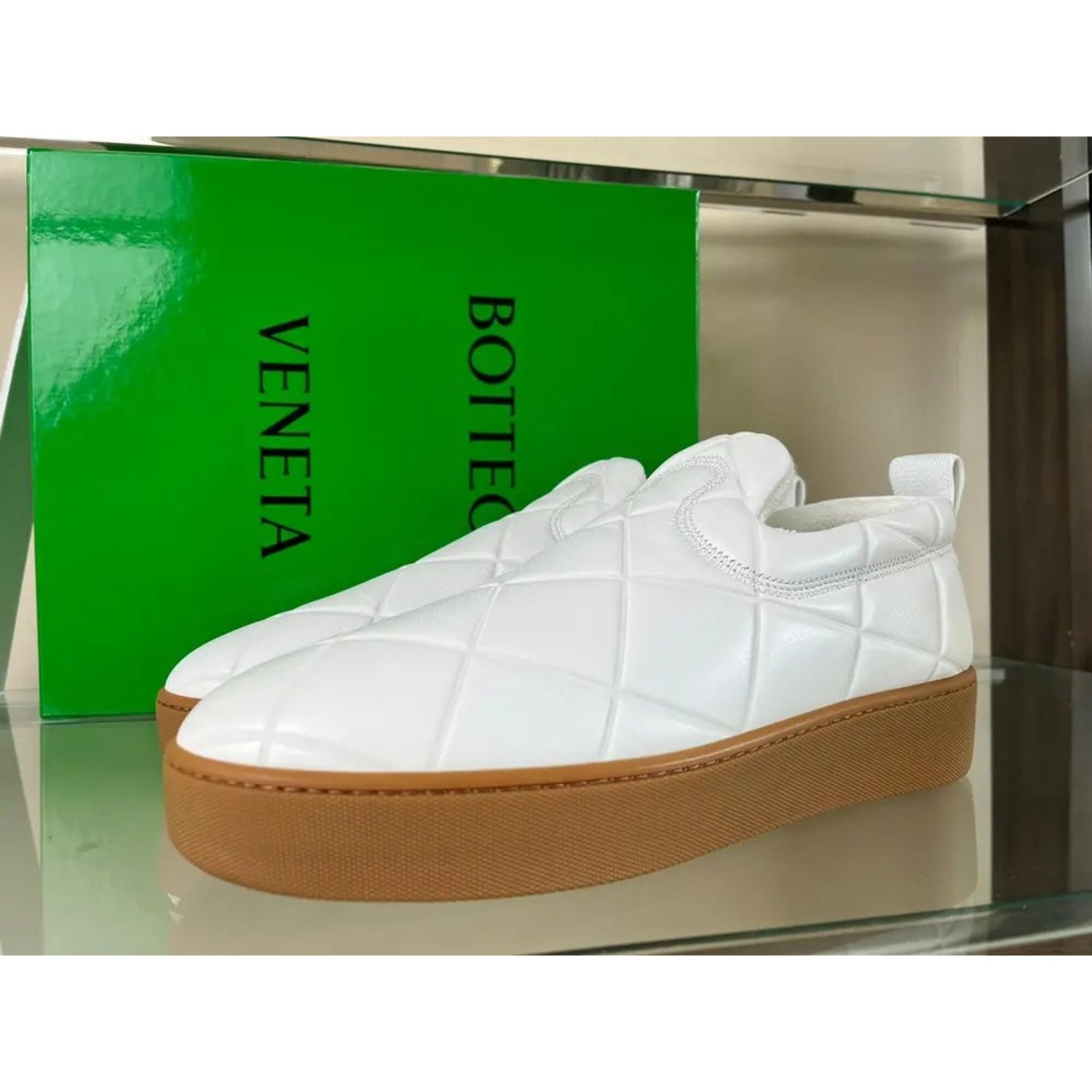 Bottega Veneta o1rshd1 Quilted Nappa Leather Sneakers in White Size US 8 / EU 41 - 4 Thumbnail