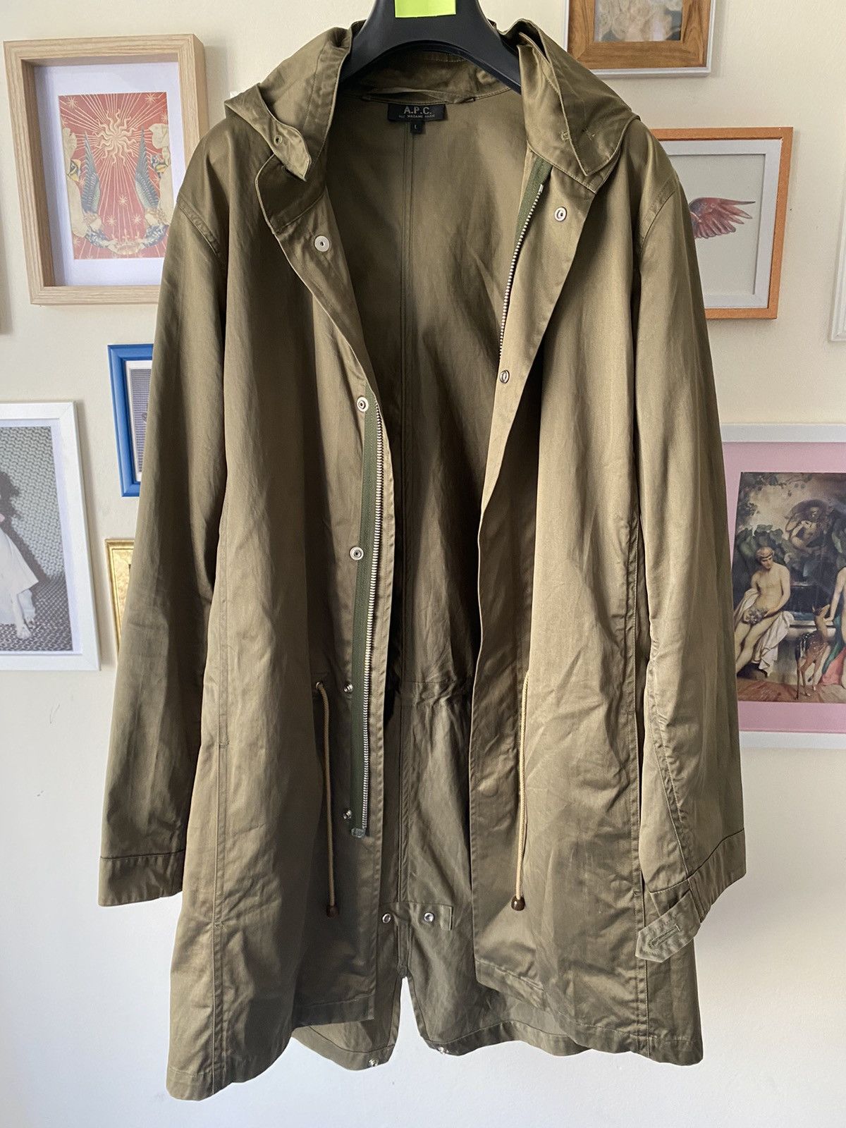 image of A P C x Archival Clothing Heavy Cotton Classic Coat in Khaki, Men's (Size Large)