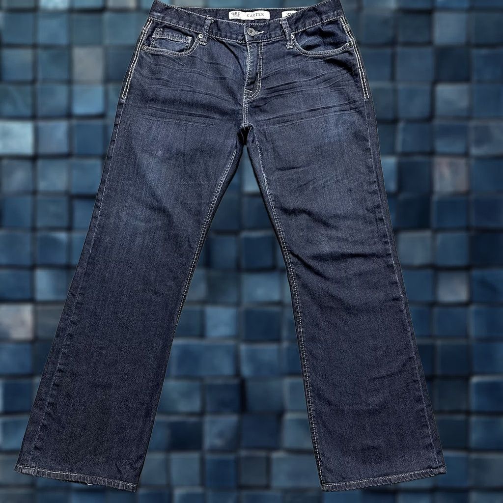 Vintage Buckle BKE Carter Jeans Mens 33R 34x29 Blue Denim Bootcut Dark Wash GUC Size US 33 - 1 Thumbnail