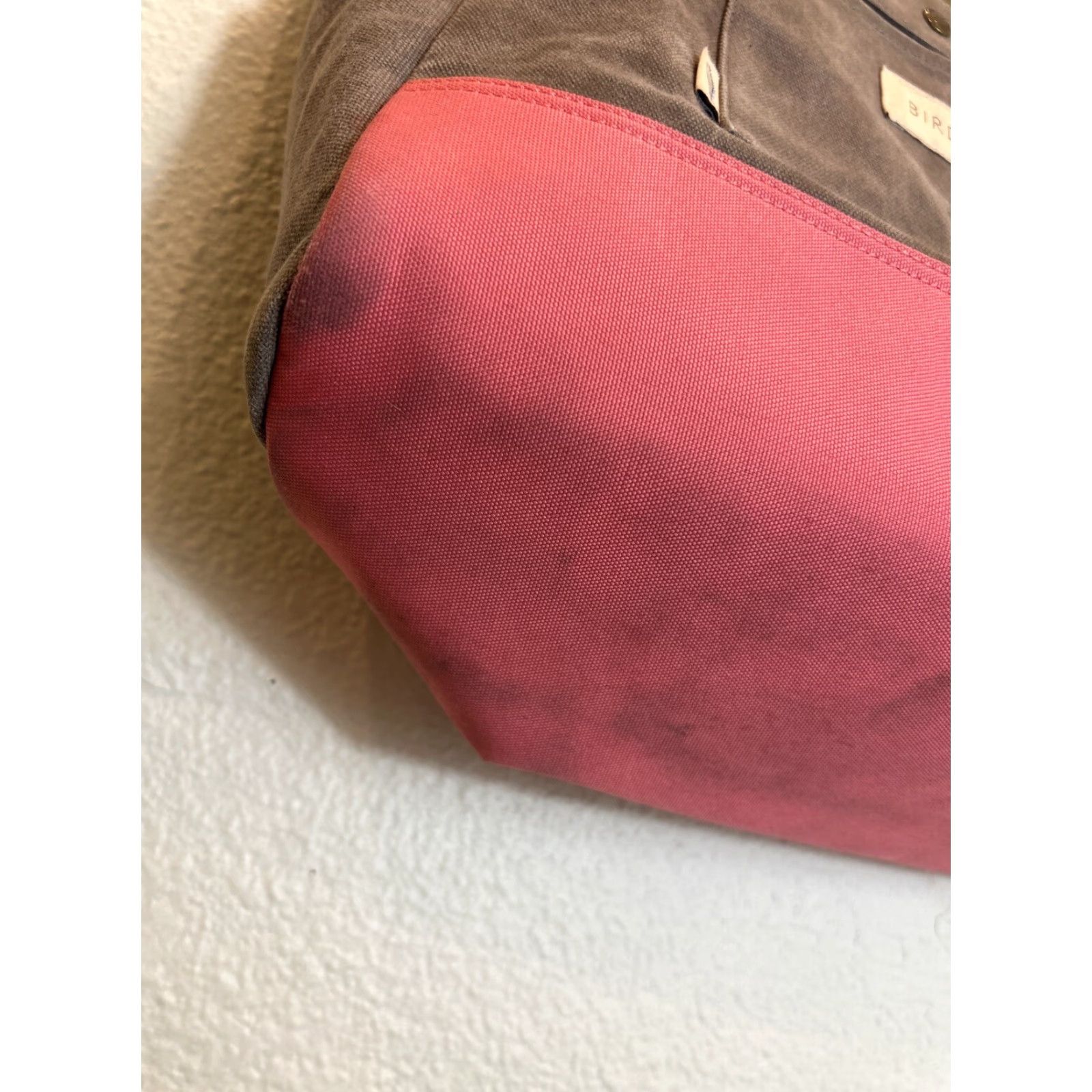 Vintage BIRDLING Tote Bag Medium Canvas Gray Pink Shoulder Interior Pouch 14x11x7 Unisex Adults Large Gray Hardware Pockets Size ONE SIZE - 3 Thumbnail