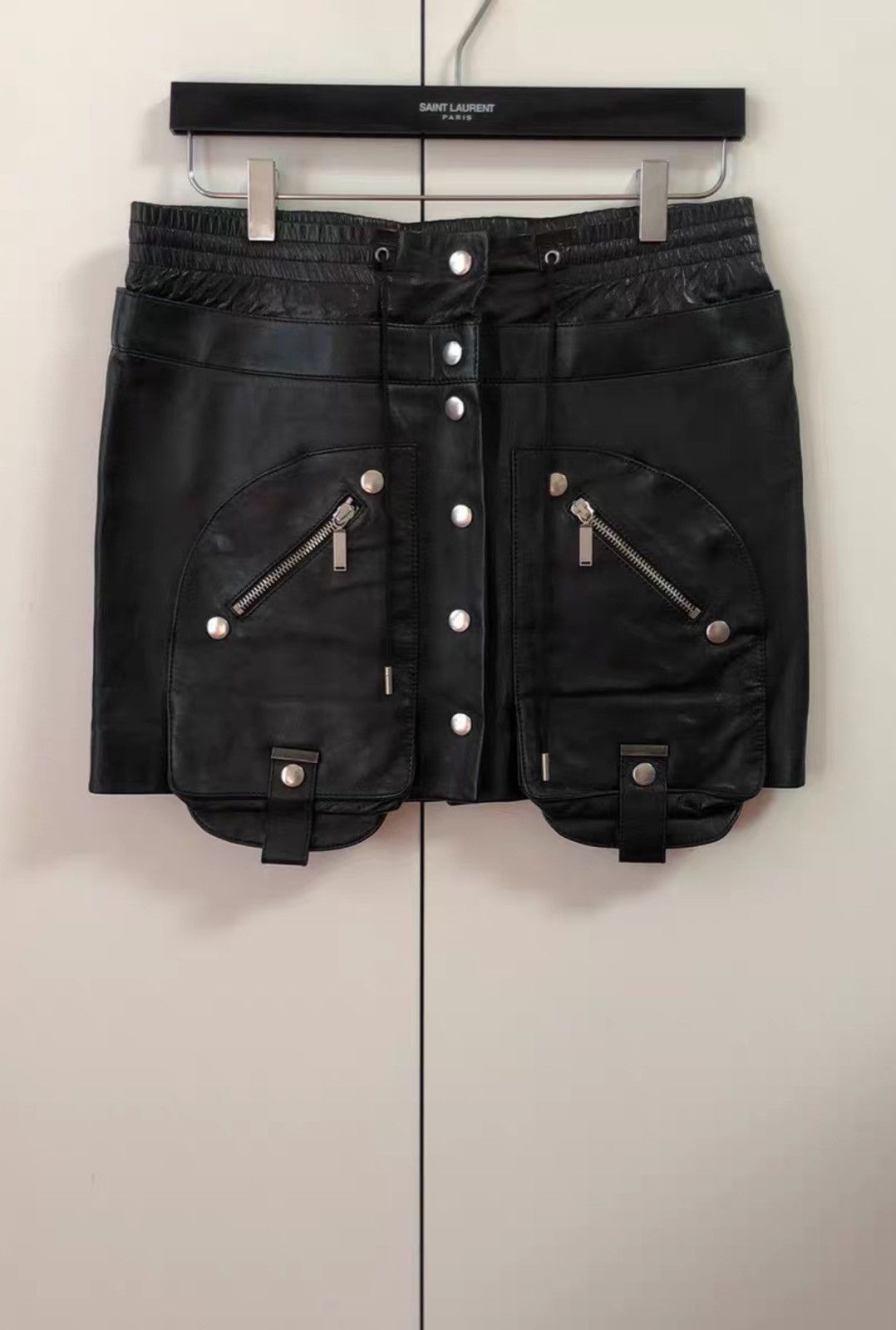 Saint Laurent Paris Saint Laurent SLP YSL Black Moto Leather Skirt Size 28" / US 6 / IT 42 - 1 Thumbnail