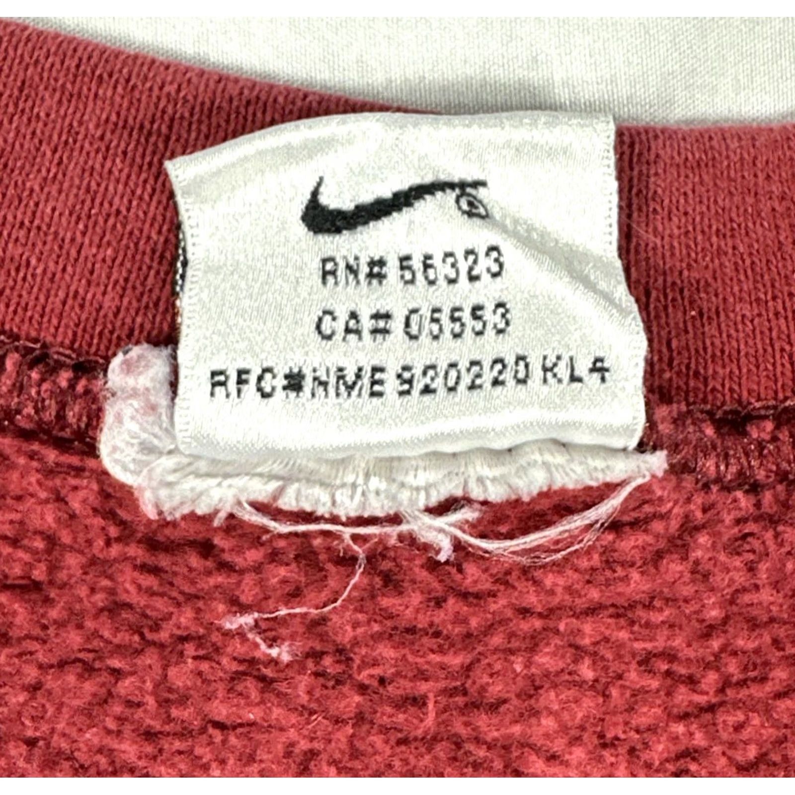 Nike VINTAGE Nike Men’s 2XL Sweatshirt Swoosh Crewneck Burgundy White Tag 90s USA Size US XXL / EU 58 / 5 - 6 Thumbnail