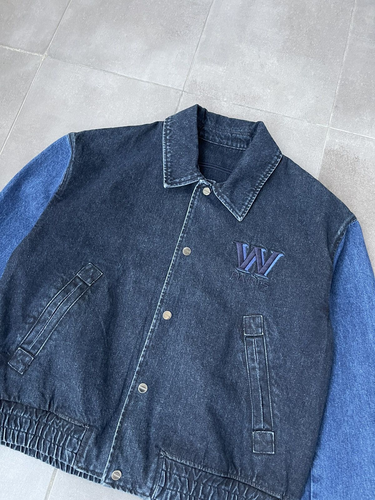 Wooyoungmi !DS! AW23 Wooyoungmi Navy Varsity Denim Jumper Jacket Size US L / EU 52-54 / 3 - 10 Thumbnail