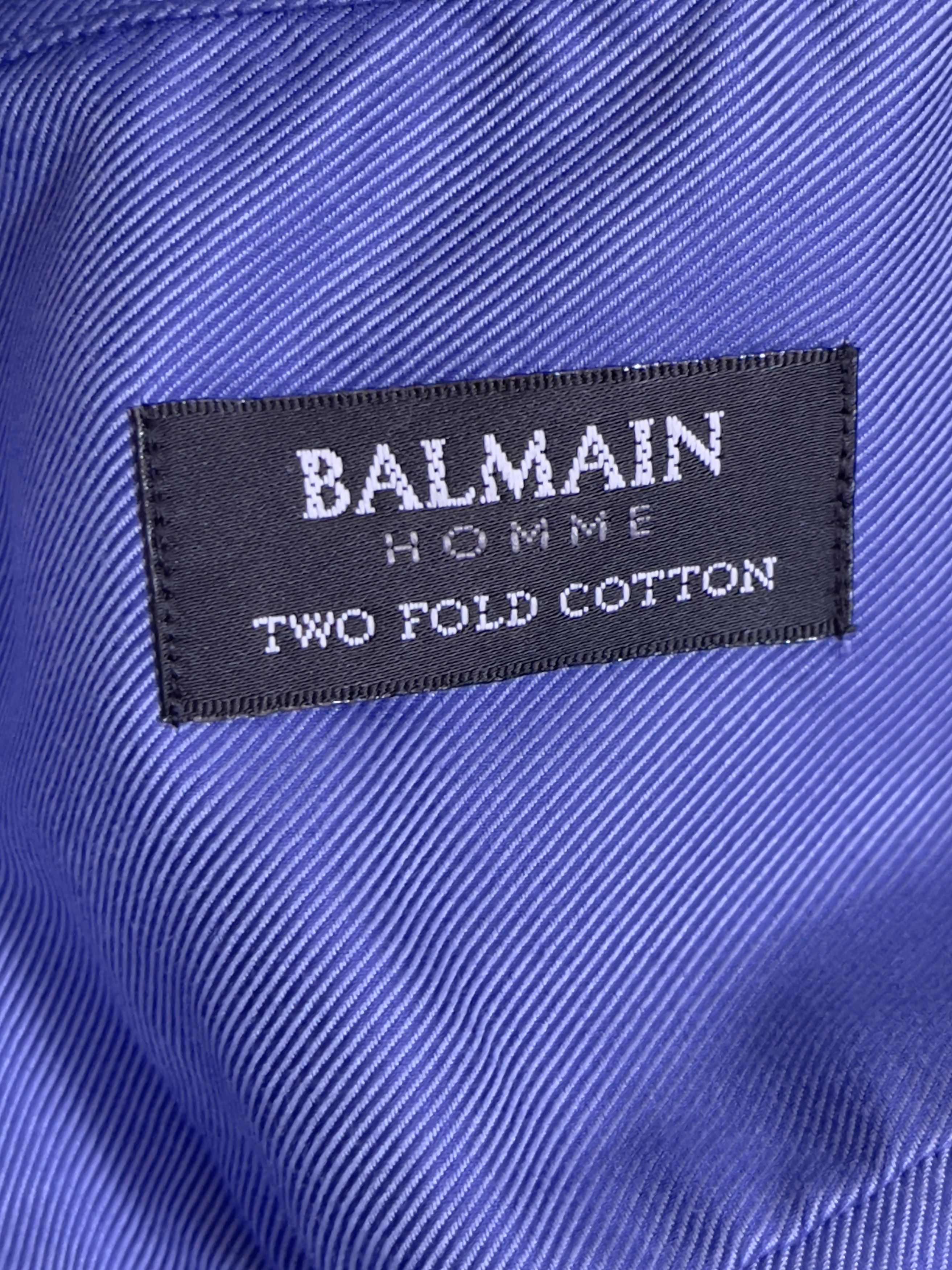 Balmain 🔥Balmain double cuff shirt metallic blue color size xl Size US XL / EU 56 / 4 - 6 Thumbnail
