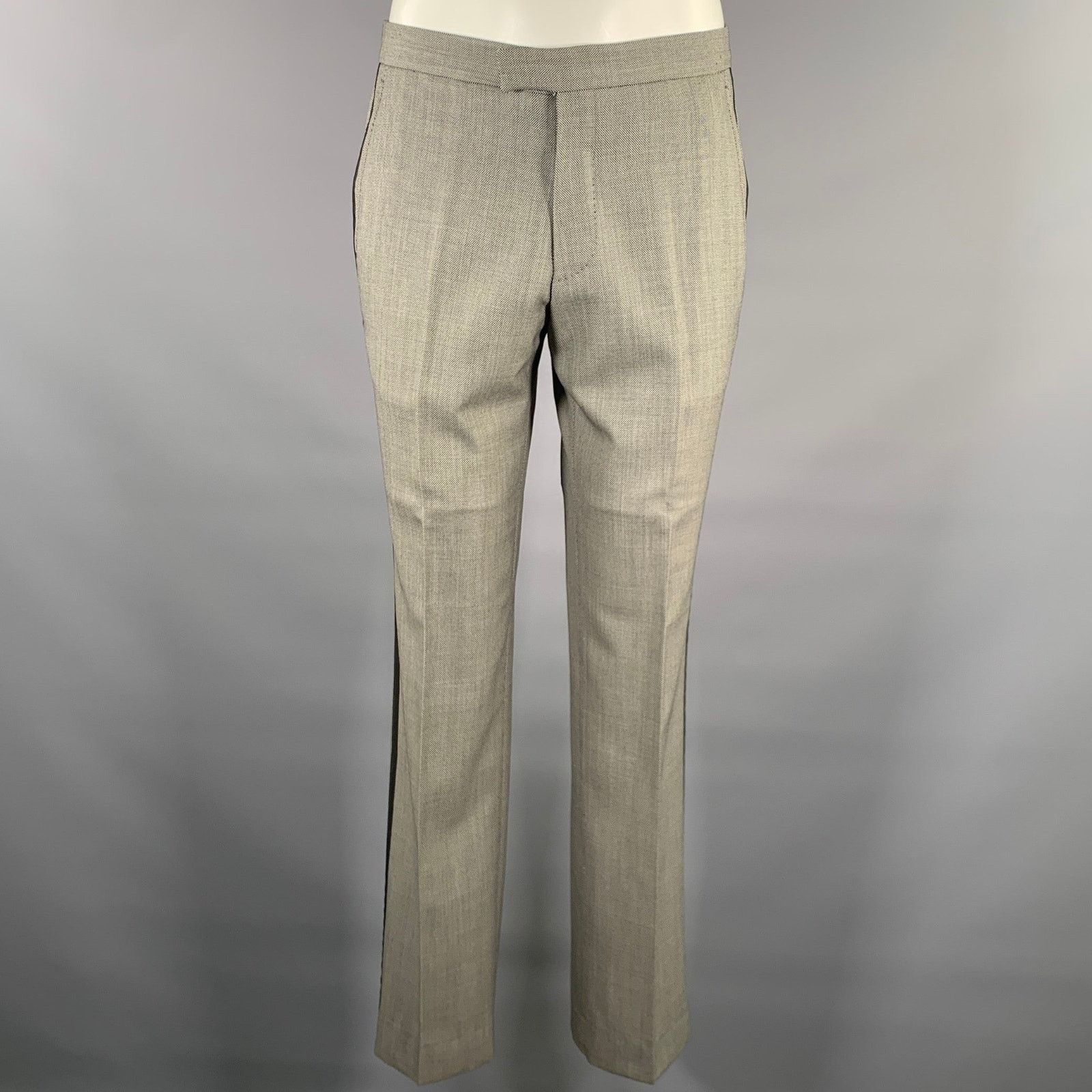 Simon Spurr SIMON SPURR 36R Grey Black Nailhead Wool Peak Lapel Suit Size 36R - 4 Thumbnail
