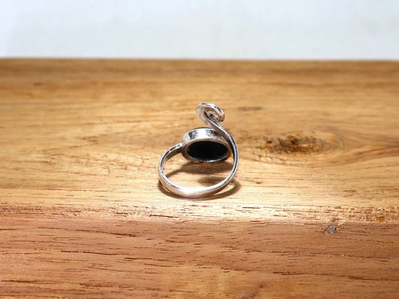 Handmade Black Onyx Ring, 925 Sterling Silver Handmade Spiral Jewelry Size ONE SIZE - 6 Thumbnail