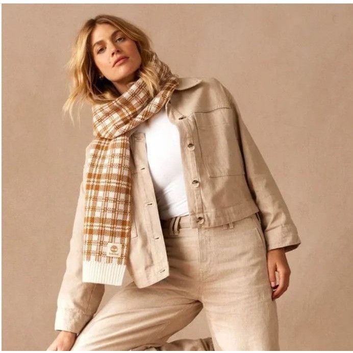 Timberland New Timberland Scarf Wheat Plaid One Size Winter Fall Logo T Size ONE SIZE - 1 Thumbnail