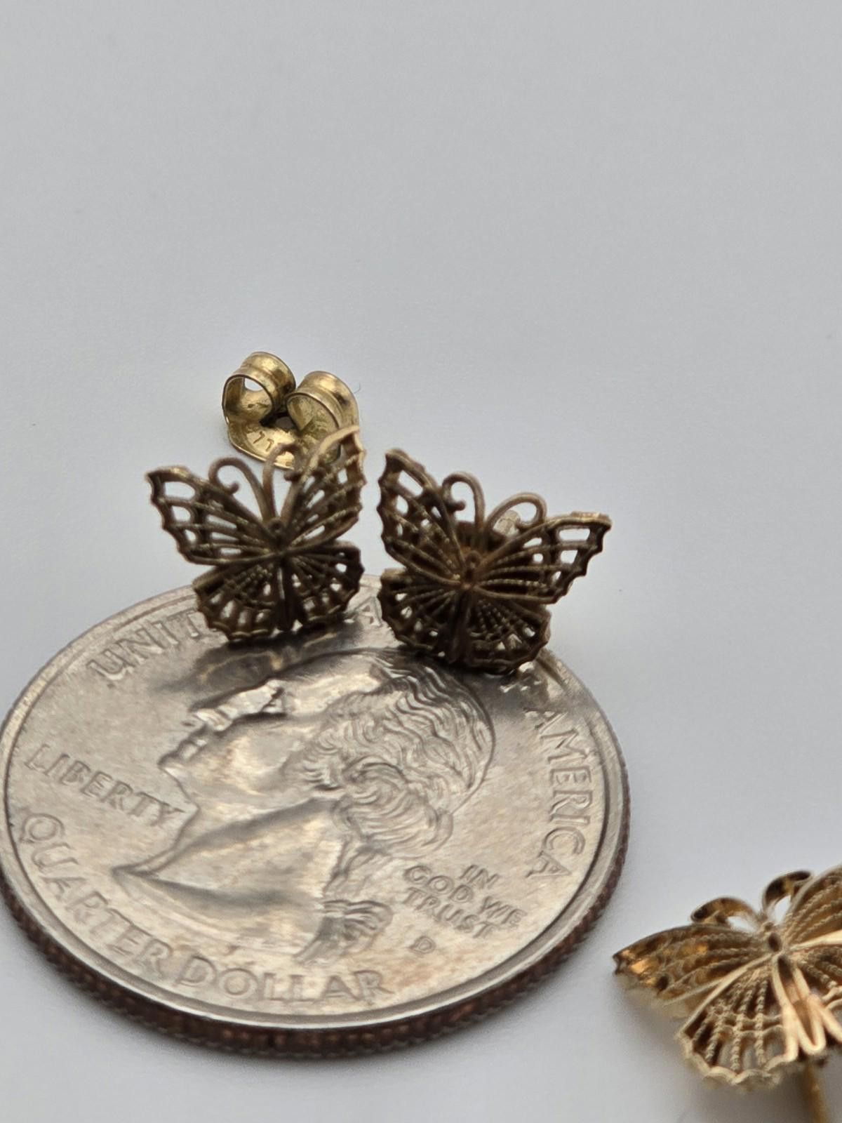 Walls Vintage Wells 12k GF Filigree Butterfly Earring & Pin Set Size ONE SIZE - 4 Thumbnail