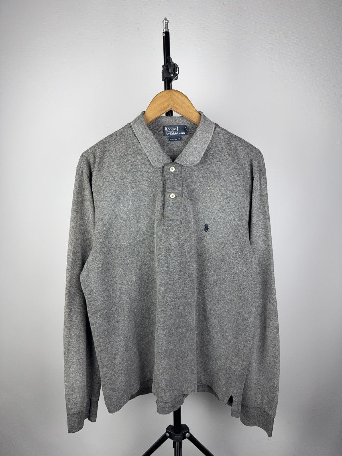 Polo Ralph Lauren 90s Ralph Lauren Grey Long Sleeve Polo Shirt Custom Fit Size US L / EU 52-54 / 3 - 1 Thumbnail