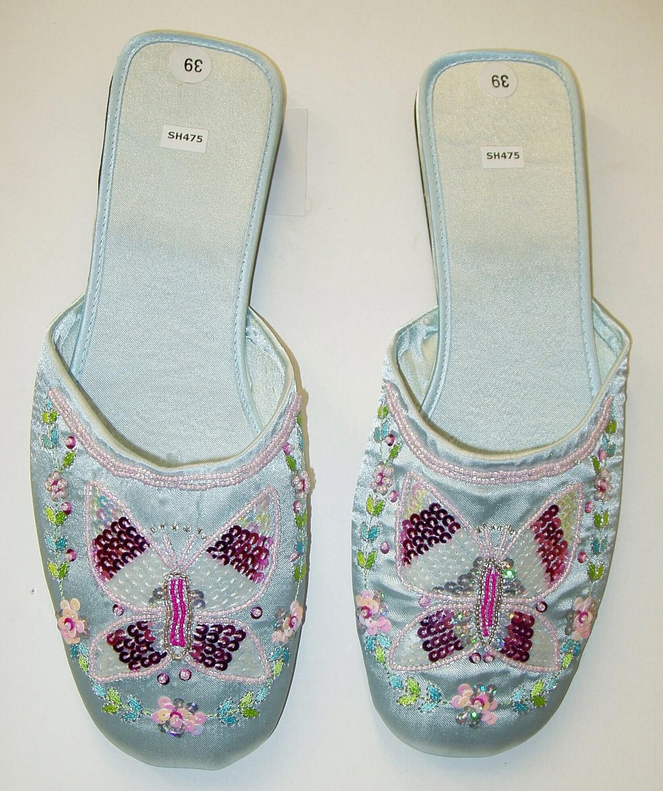 Designer Sequin Satin Beaded Slippers LITE BLUE size 8 only Size US 8 / IT 38 - 1 Preview