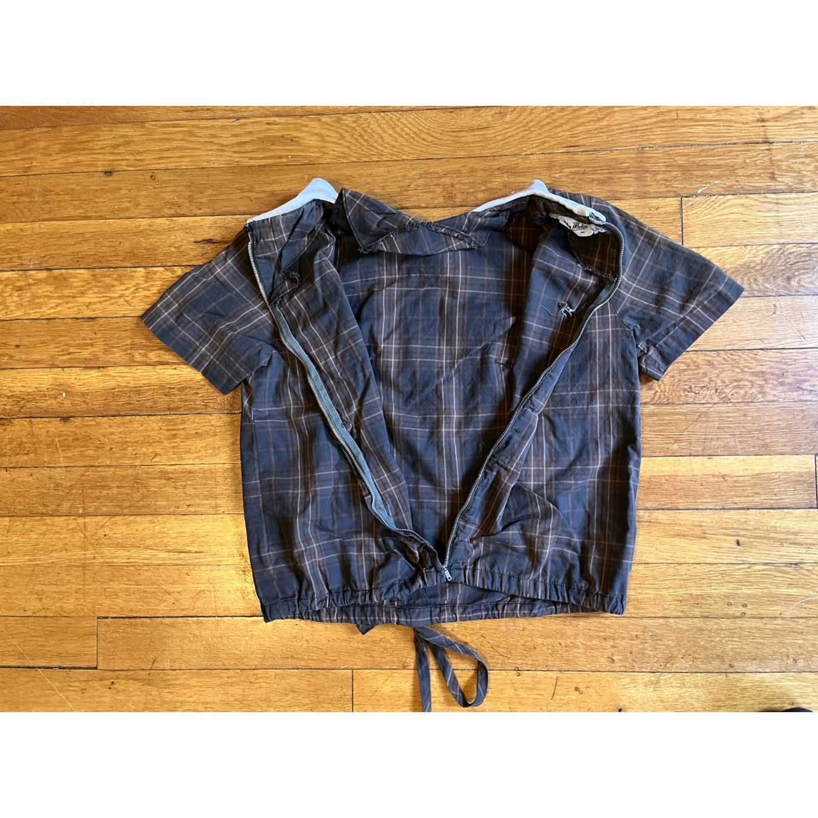 Vintage VINTAGE Helen Whiting Skirt Suit Set Brown Tartan Plaid Peter Pan Collar 60s Womens Small S Cotton Mod/GoGo Size 42" / US 20 - 6 Thumbnail