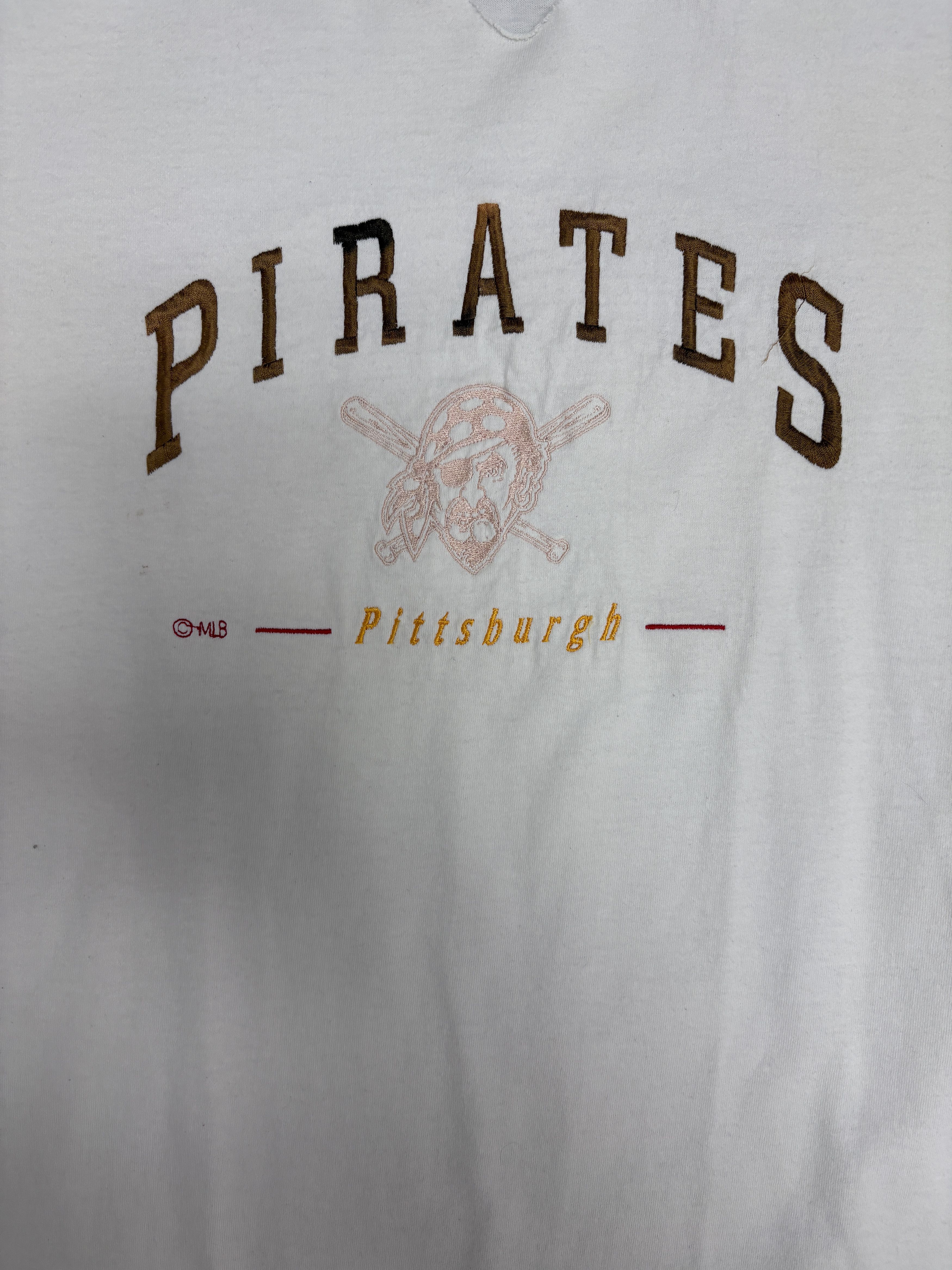 Vintage Pittsburgh Pirates Embroidered Vintage White T-Shirt Tee Size US L / EU 52-54 / 3 - 2 Thumbnail