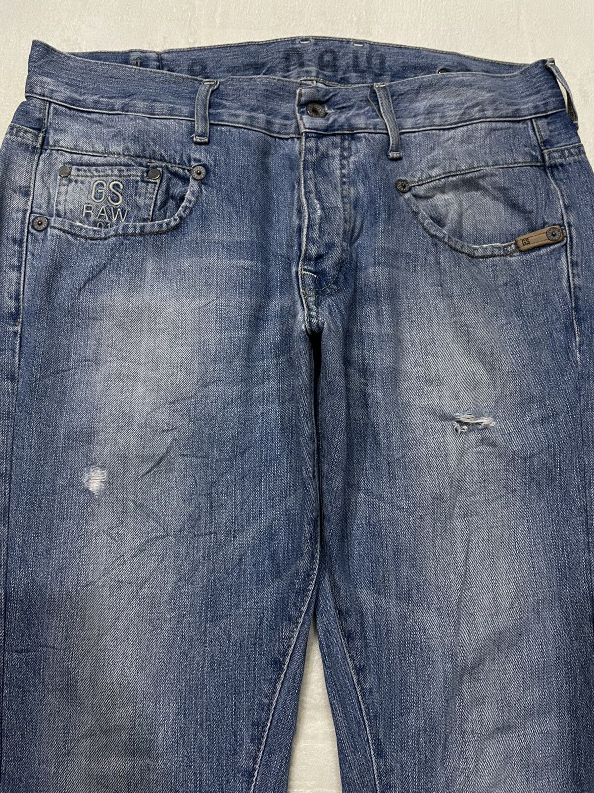 G-Star Vintage G-STAR RAW Skinny Mudwash Distress Ripped Denim Jean Size US 35 - 2 Thumbnail