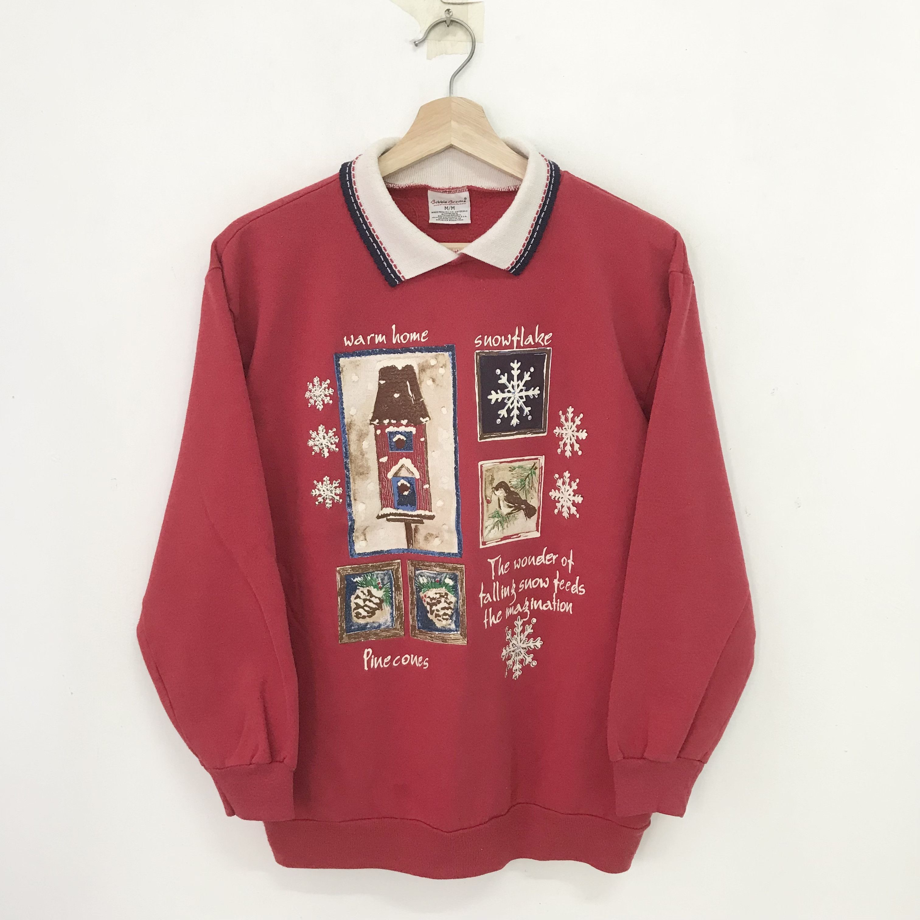 Vintage Vintage 90's Graphic Snow Red Sweatshirt Medium - 635 Size US M / EU 48-50 / 2 - 1 Thumbnail