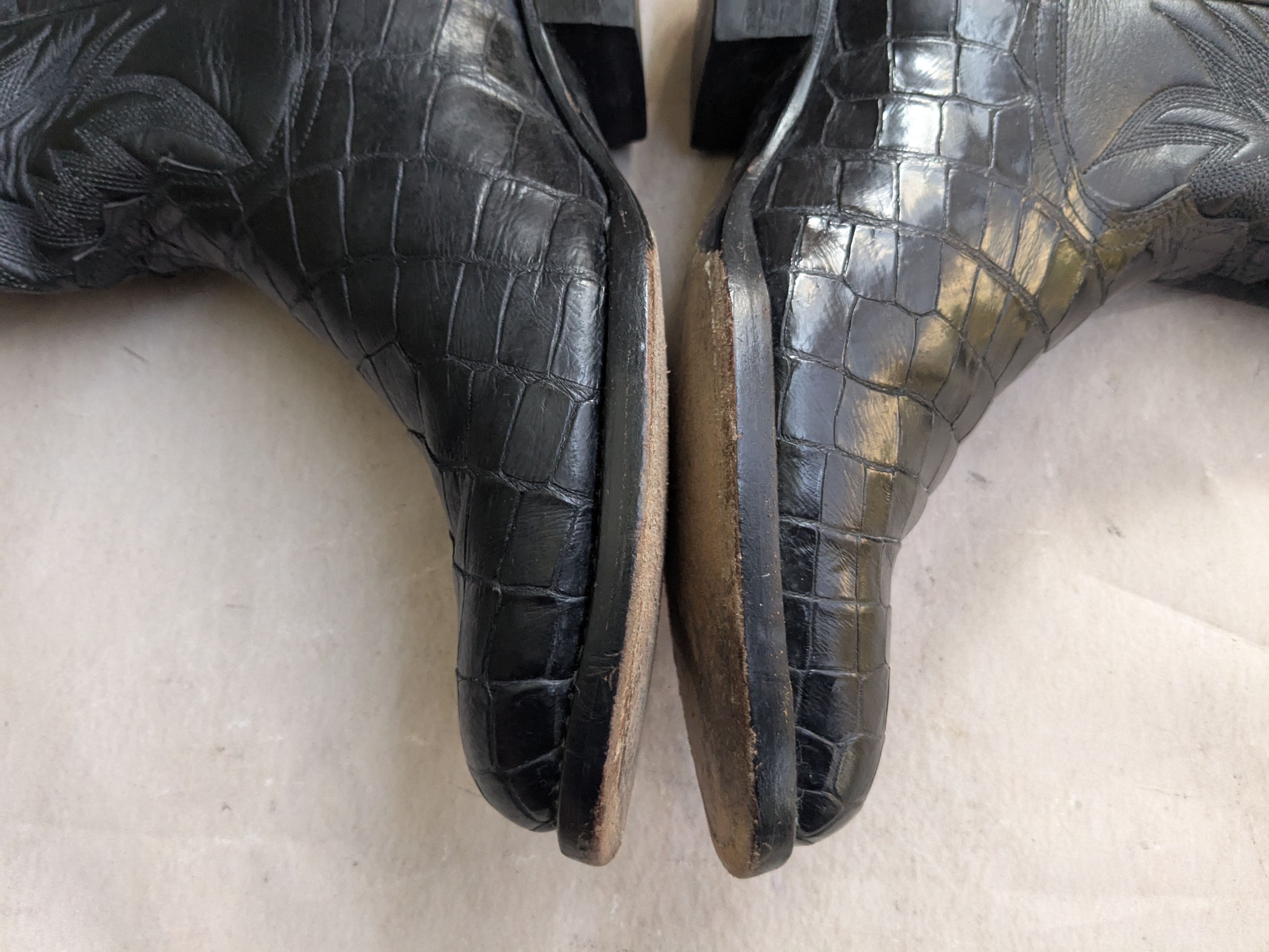 Genuine Leather Vintage Cowboy Boots Black Alligator Leather 9 Crocodile Size US 9 / EU 42 - 6 Thumbnail
