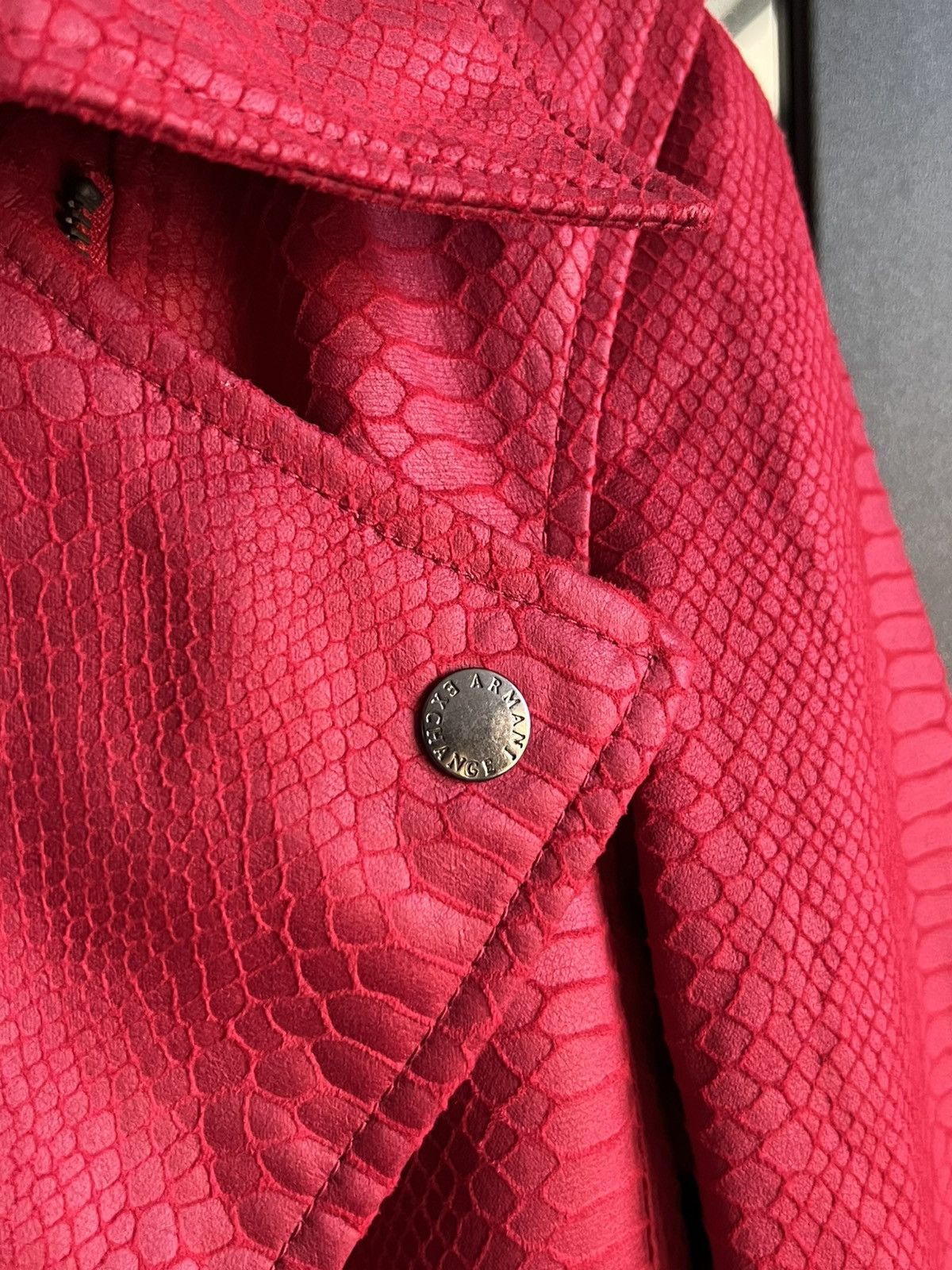 Armani Exchange Armani Exchange Faux Leather Avant Garde Red Jacket Size L / US 10 / IT 46 - 7 Thumbnail