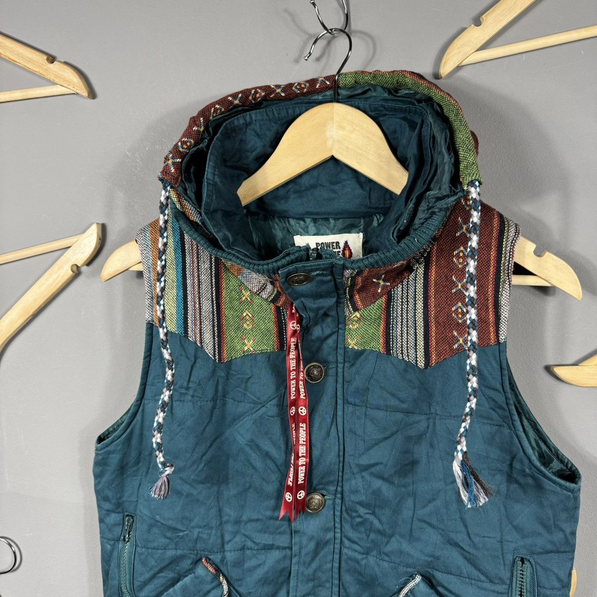 Japanese Brand Vintage Power To The People Aztec Vest Size US M / EU 48-50 / 2 - 2 Thumbnail