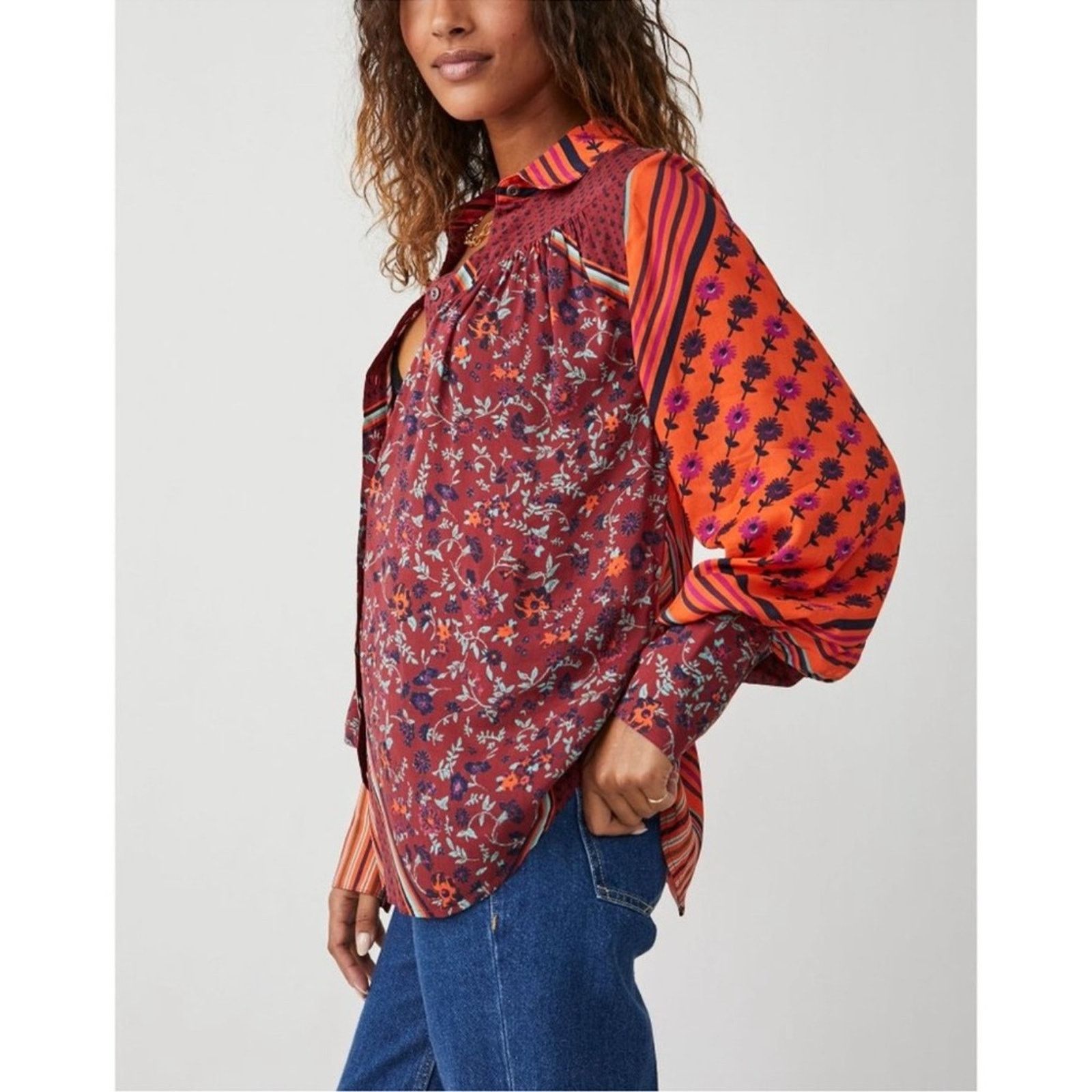 Free People 🎉LAST CHANCE🎉 FREE PEOPLE Hazel Button Down Top Size XS / US 0-2 / IT 36-38 - 10 Thumbnail